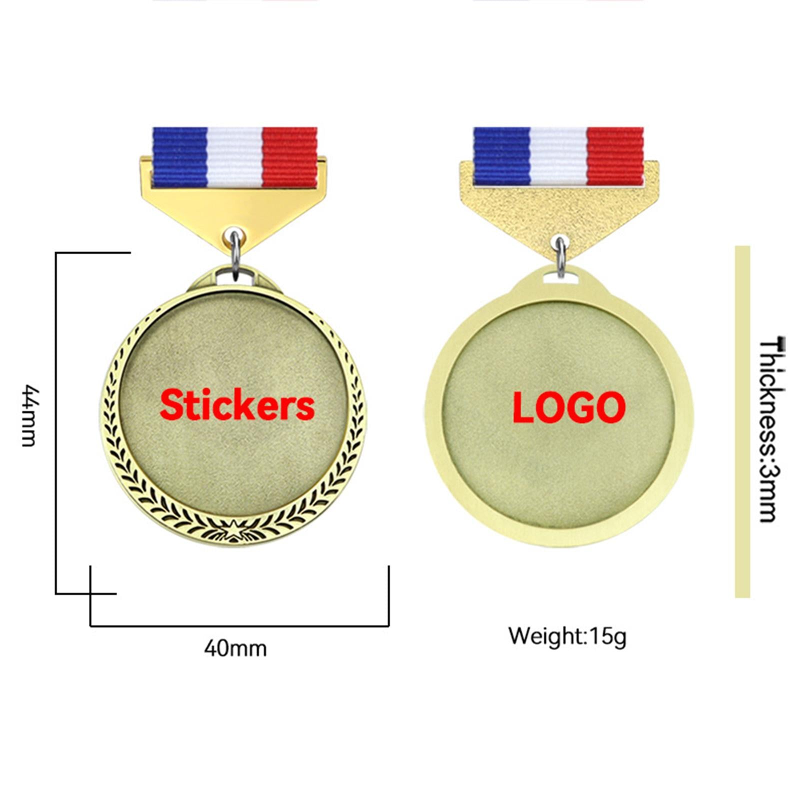 3x Metal Medals Zinc Alloy Blank Medals with Ribbons for Competition Style C