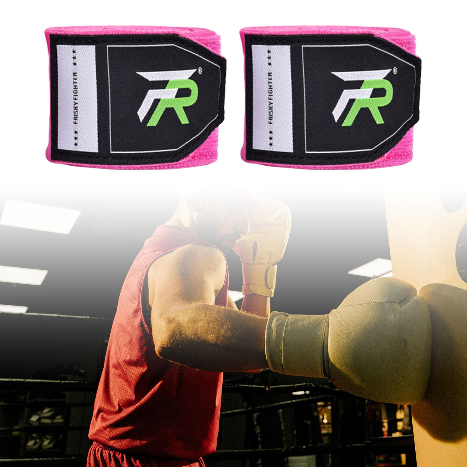 2x Boxing Hand Wraps 300cm Kickboxing Hand Wraps for Workout Sparring Karate Pink
