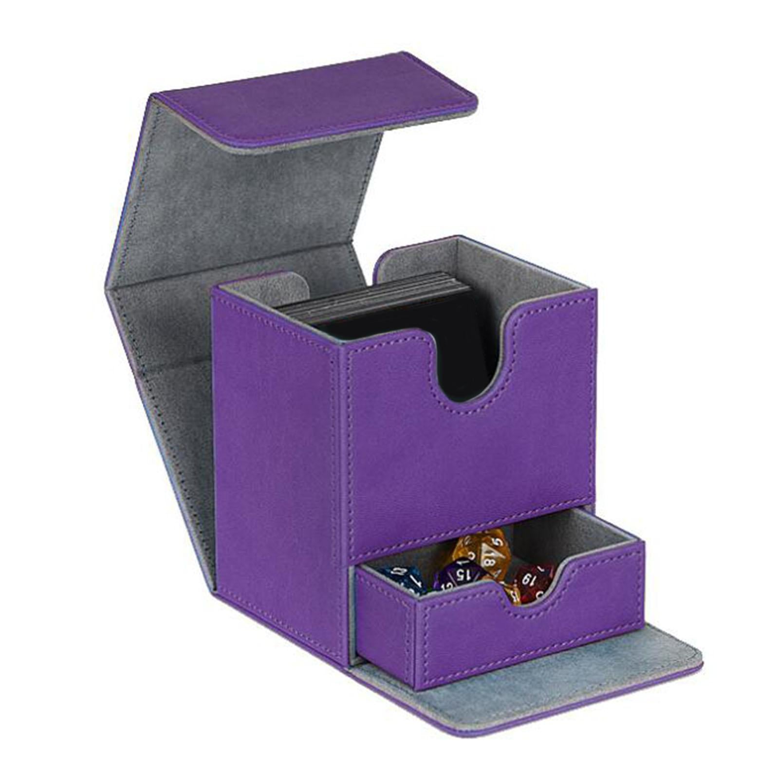 Trading Card Deck Box Large Size Card Storage Box for Tcg Cards Album purple