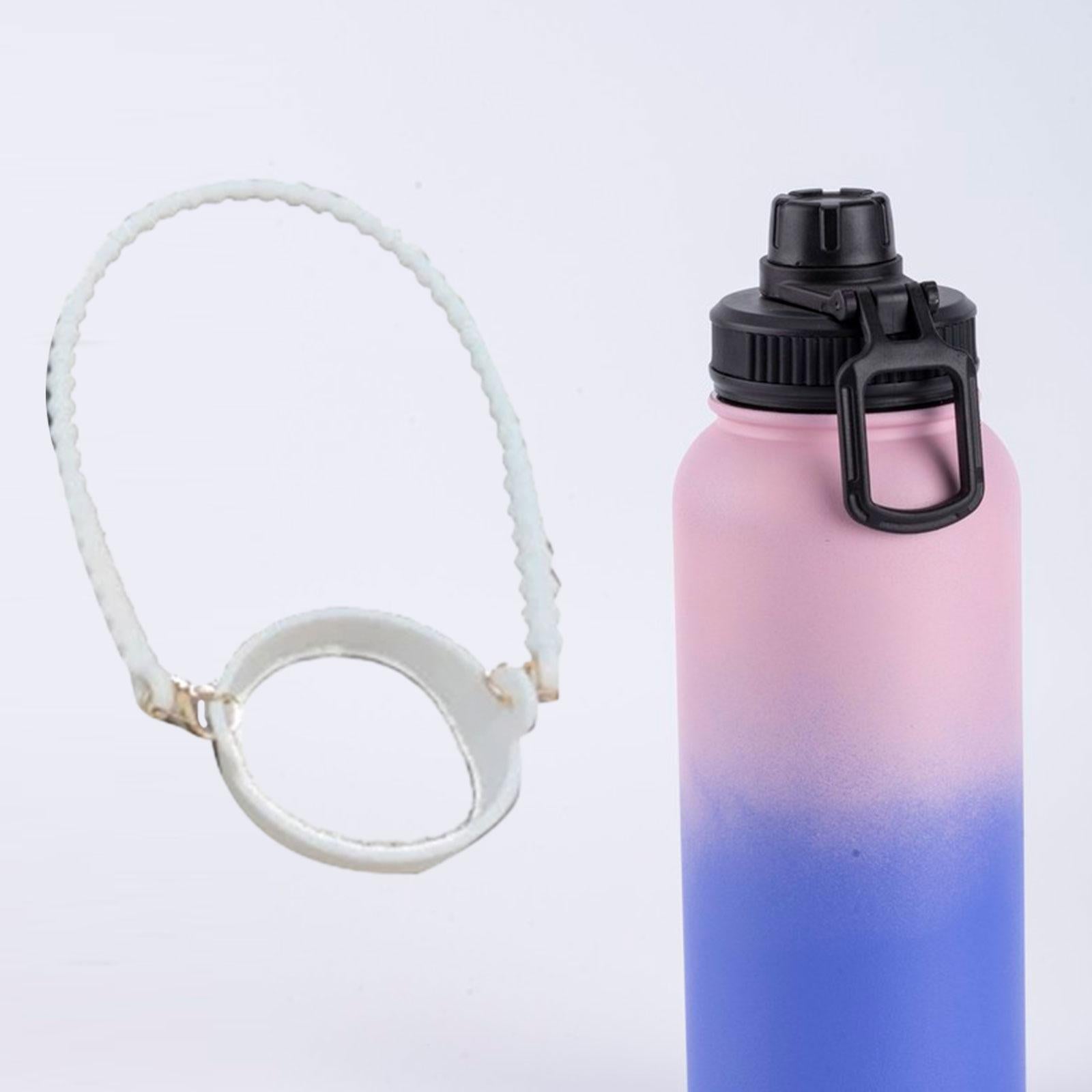 Water Bottle Handle Strap Soft Durable Silicone Water Bottle Carrying Handle White