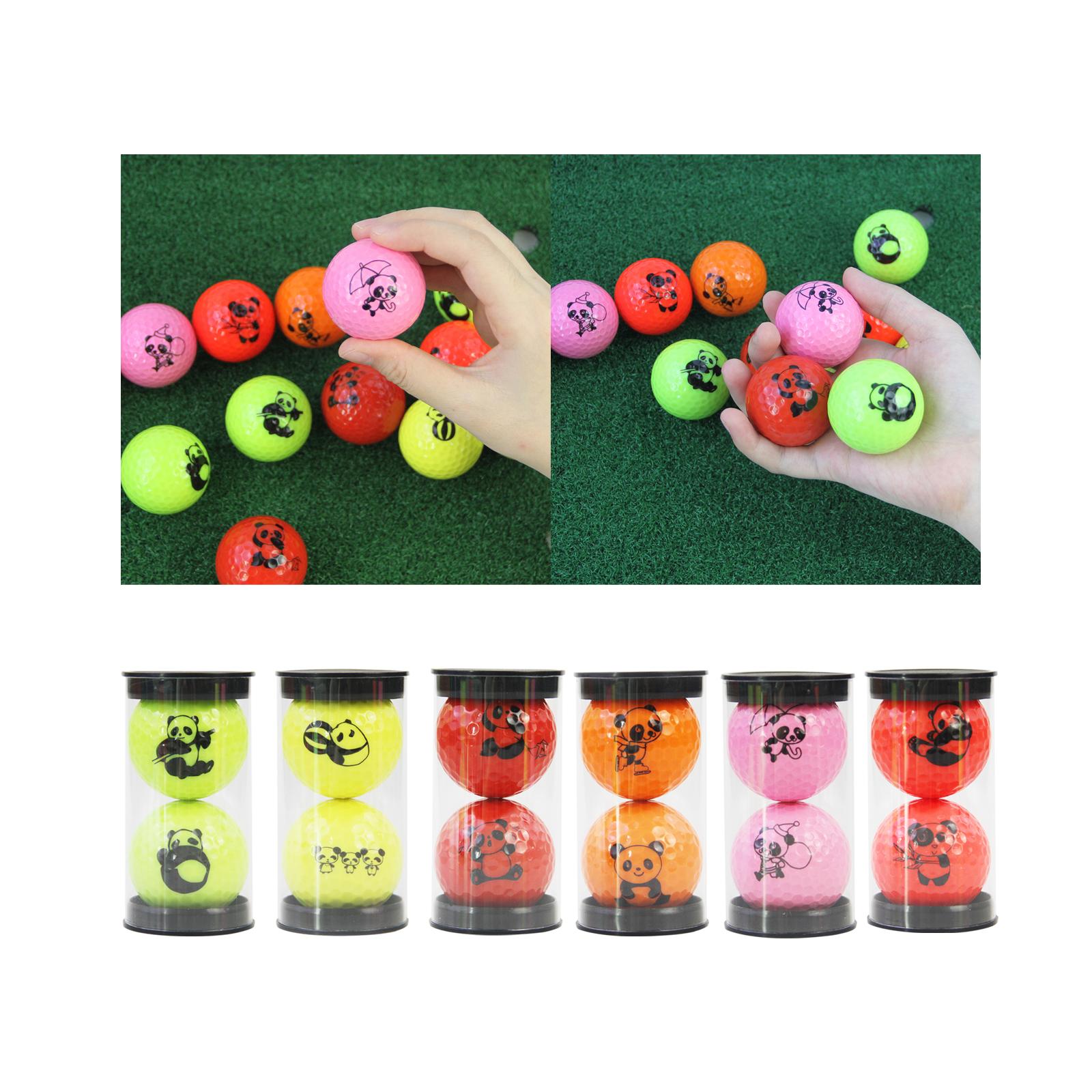 2Pcs Golf Balls Convenient Cartoon Panda Ball for Garden Indoor Outdoor Home fluorescent yellow