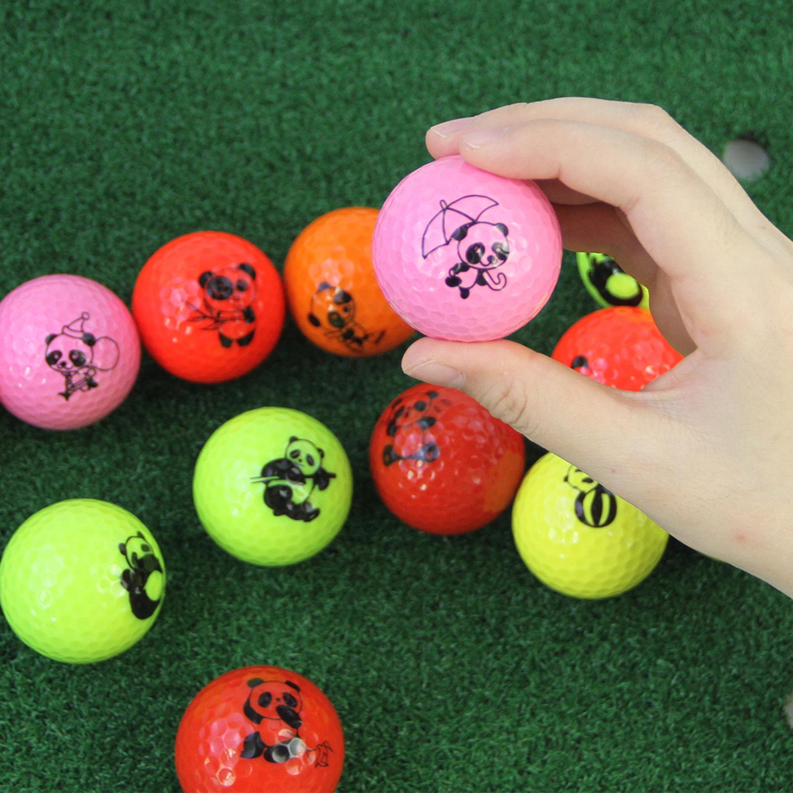 2Pcs Golf Balls Convenient Cartoon Panda Ball for Garden Indoor Outdoor Home fluorescent yellow