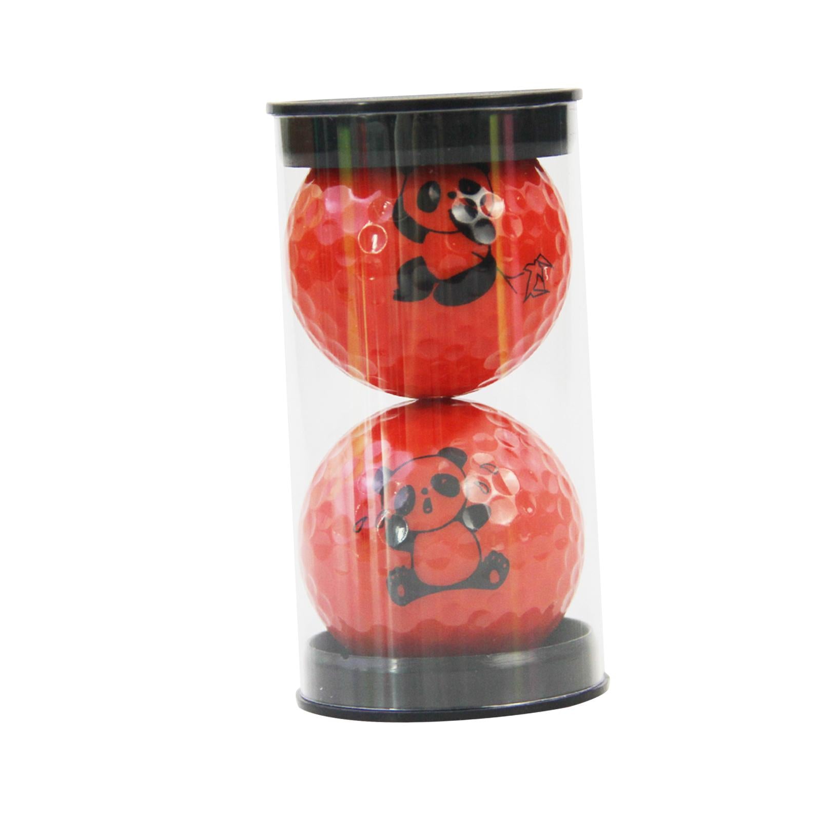 2Pcs Golf Balls Convenient Cartoon Panda Ball for Garden Indoor Outdoor Home dark red
