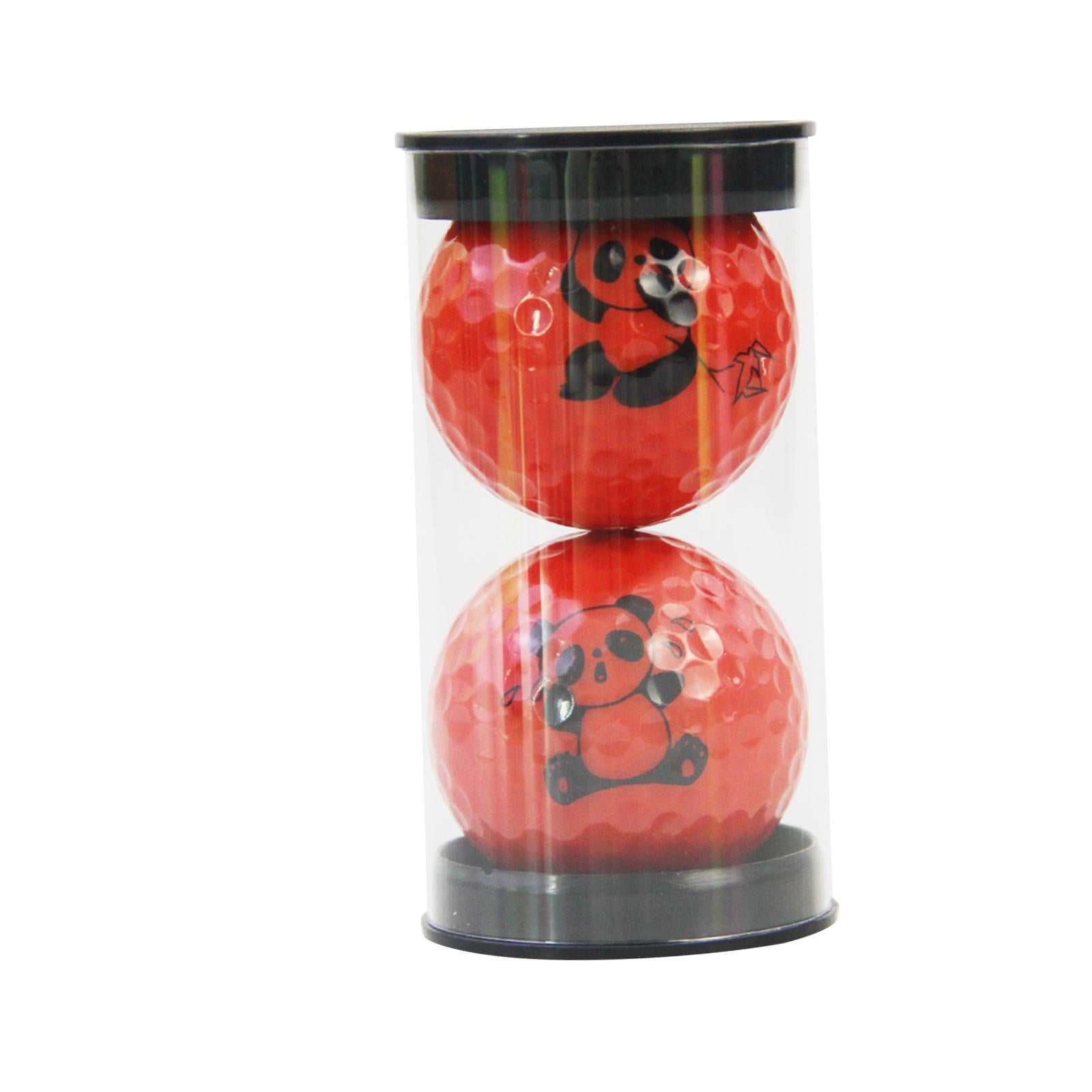 2Pcs Golf Balls Convenient Cartoon Panda Ball for Garden Indoor Outdoor Home dark red