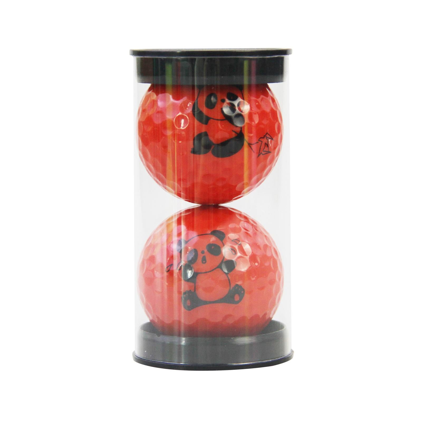 2Pcs Golf Balls Convenient Cartoon Panda Ball for Garden Indoor Outdoor Home dark red