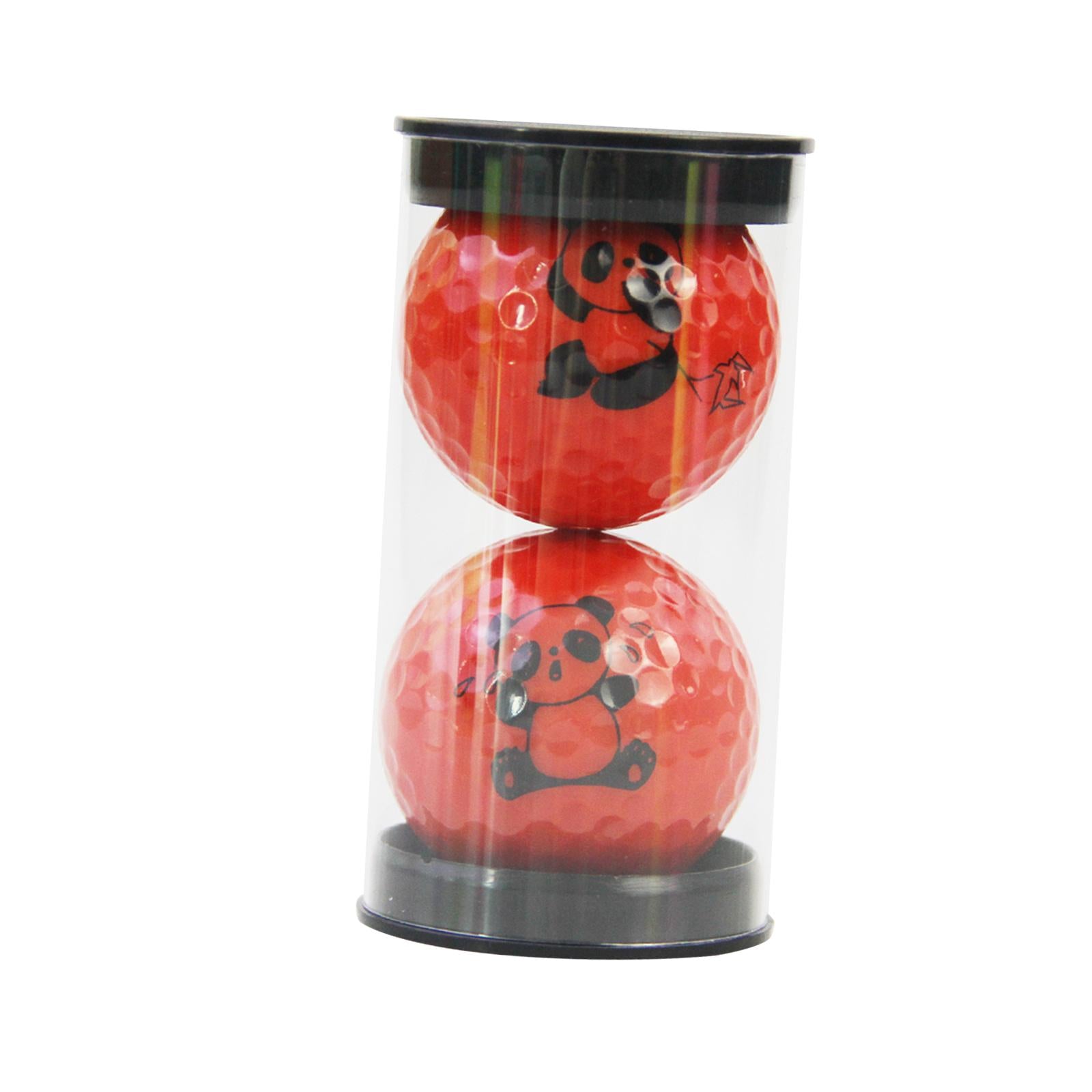 2Pcs Golf Balls Convenient Cartoon Panda Ball for Garden Indoor Outdoor Home dark red