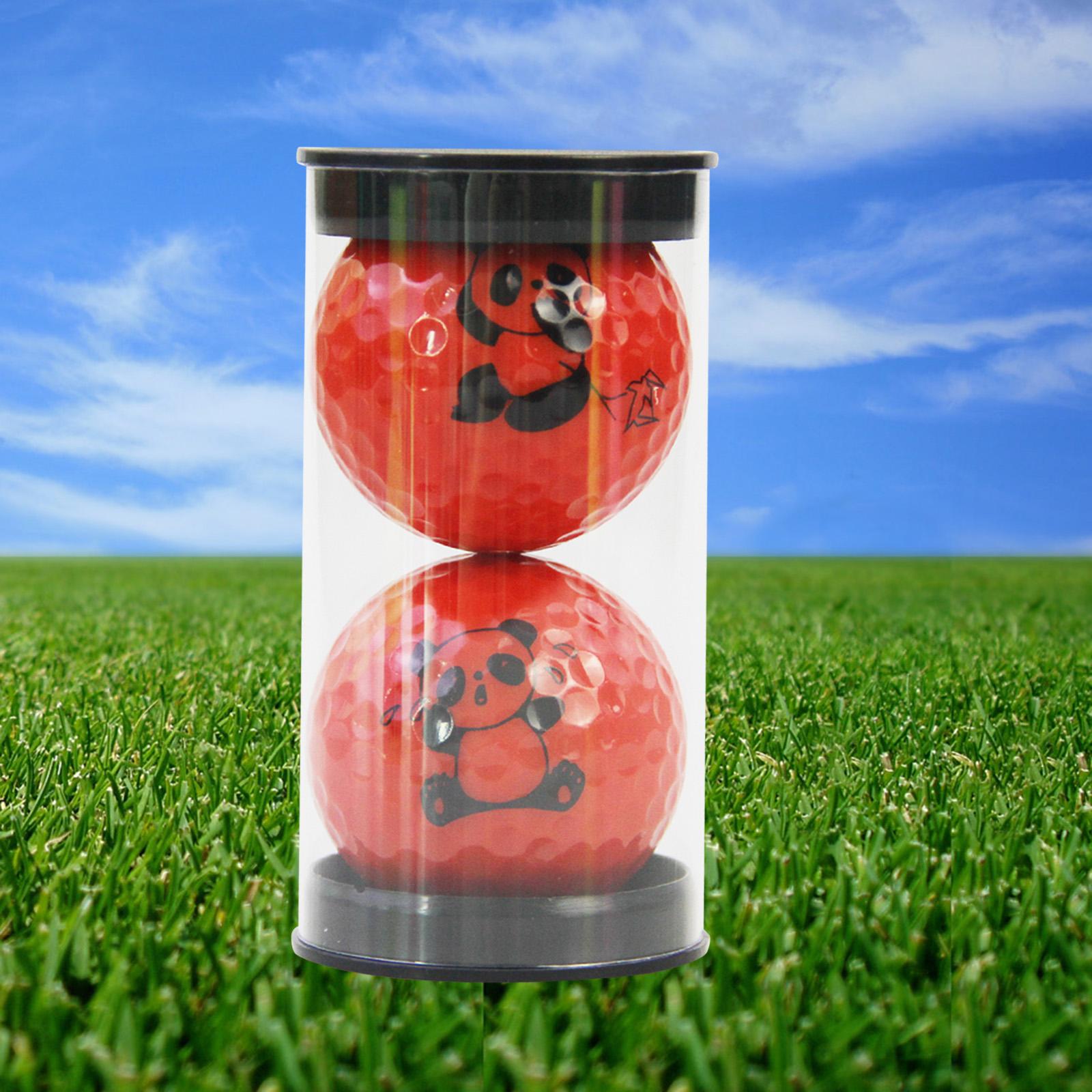 2Pcs Golf Balls Convenient Cartoon Panda Ball for Garden Indoor Outdoor Home dark red