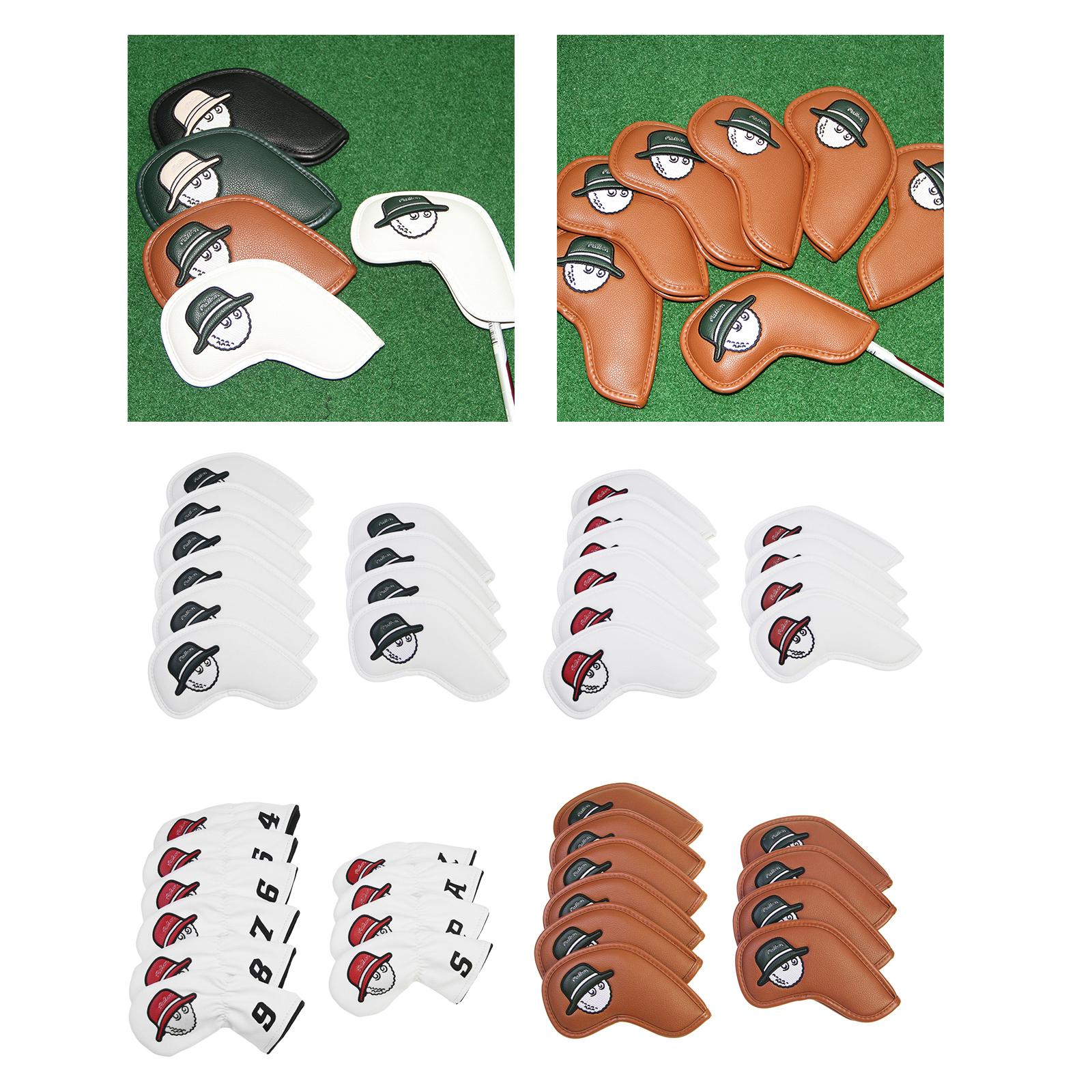10 Pieces Golf Iron Head Covers Fashion Golf Iron Headcovers Head Protection White Green Cap Flat