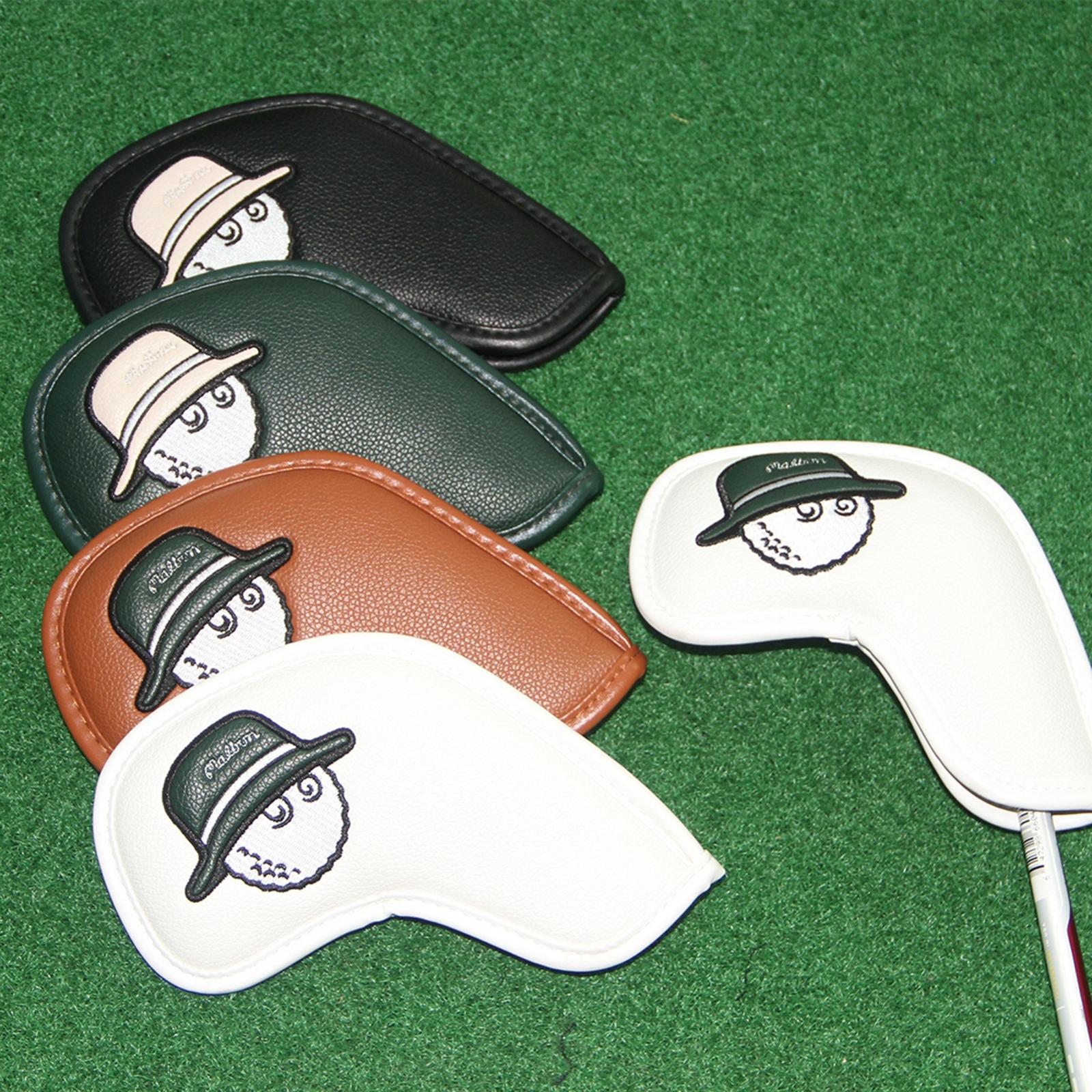 10 Pieces Golf Iron Head Covers Fashion Golf Iron Headcovers Head Protection White Green Cap Flat
