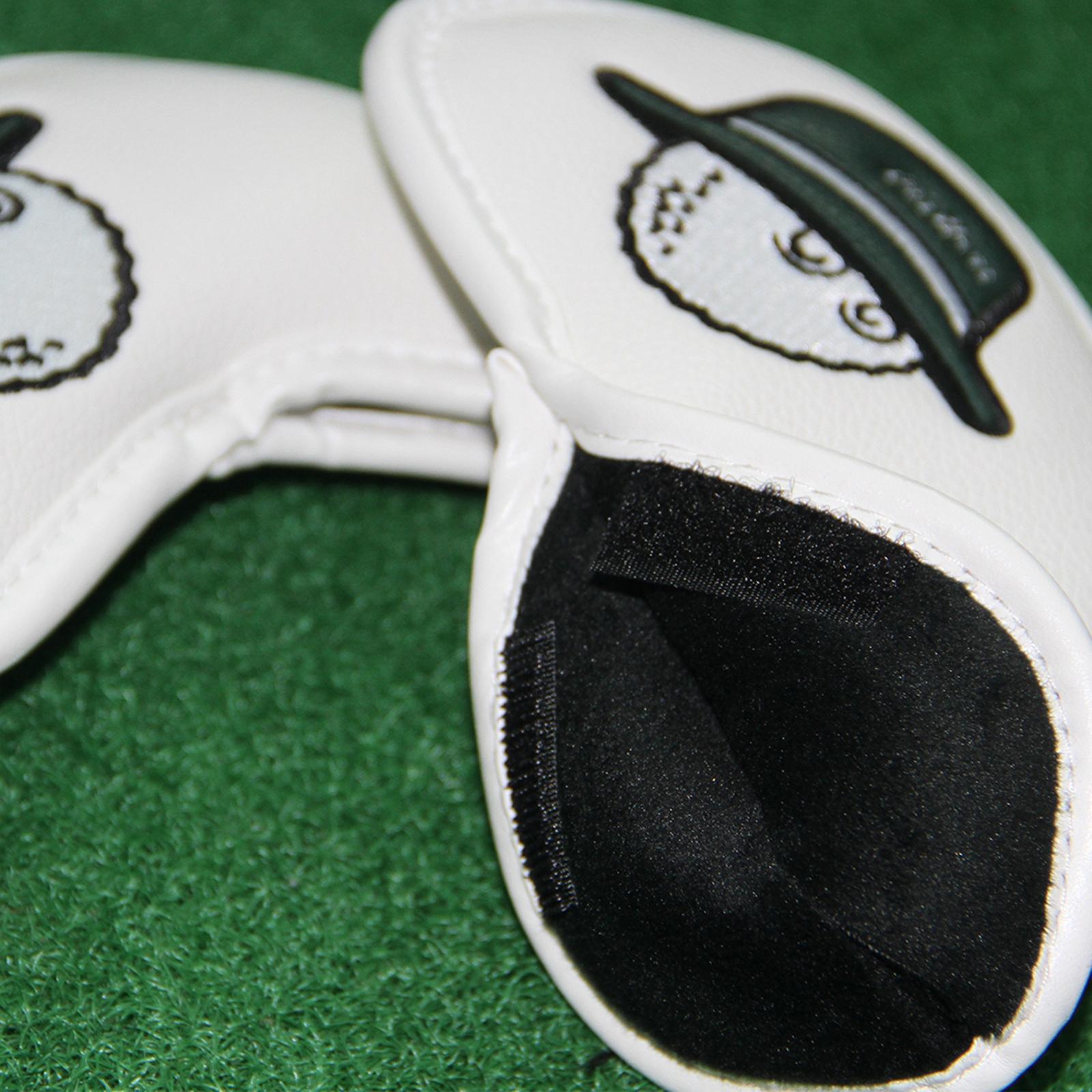 10 Pieces Golf Iron Head Covers Fashion Golf Iron Headcovers Head Protection White Green Cap Flat
