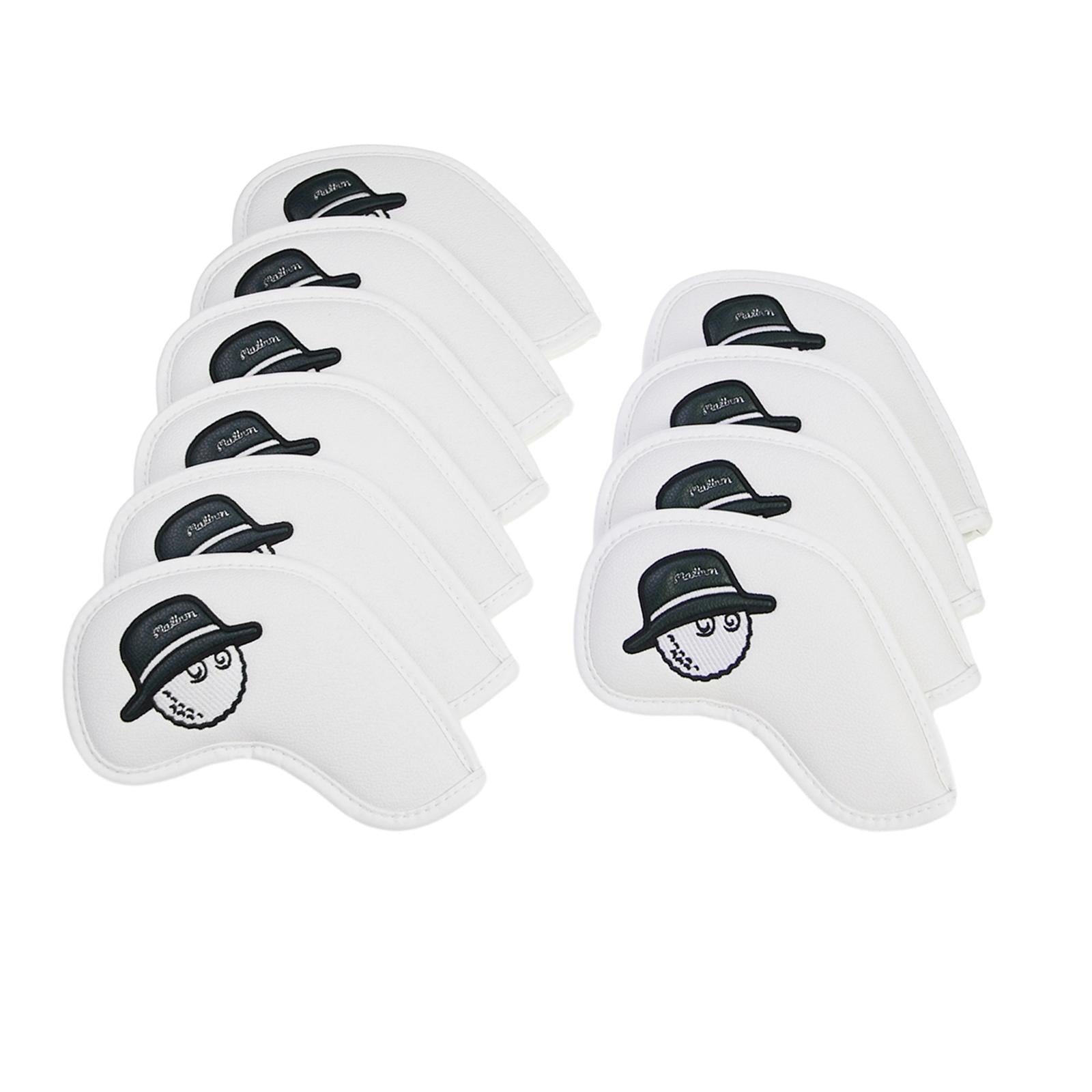 10 Pieces Golf Iron Head Covers Fashion Golf Iron Headcovers Head Protection White Green Cap Flat