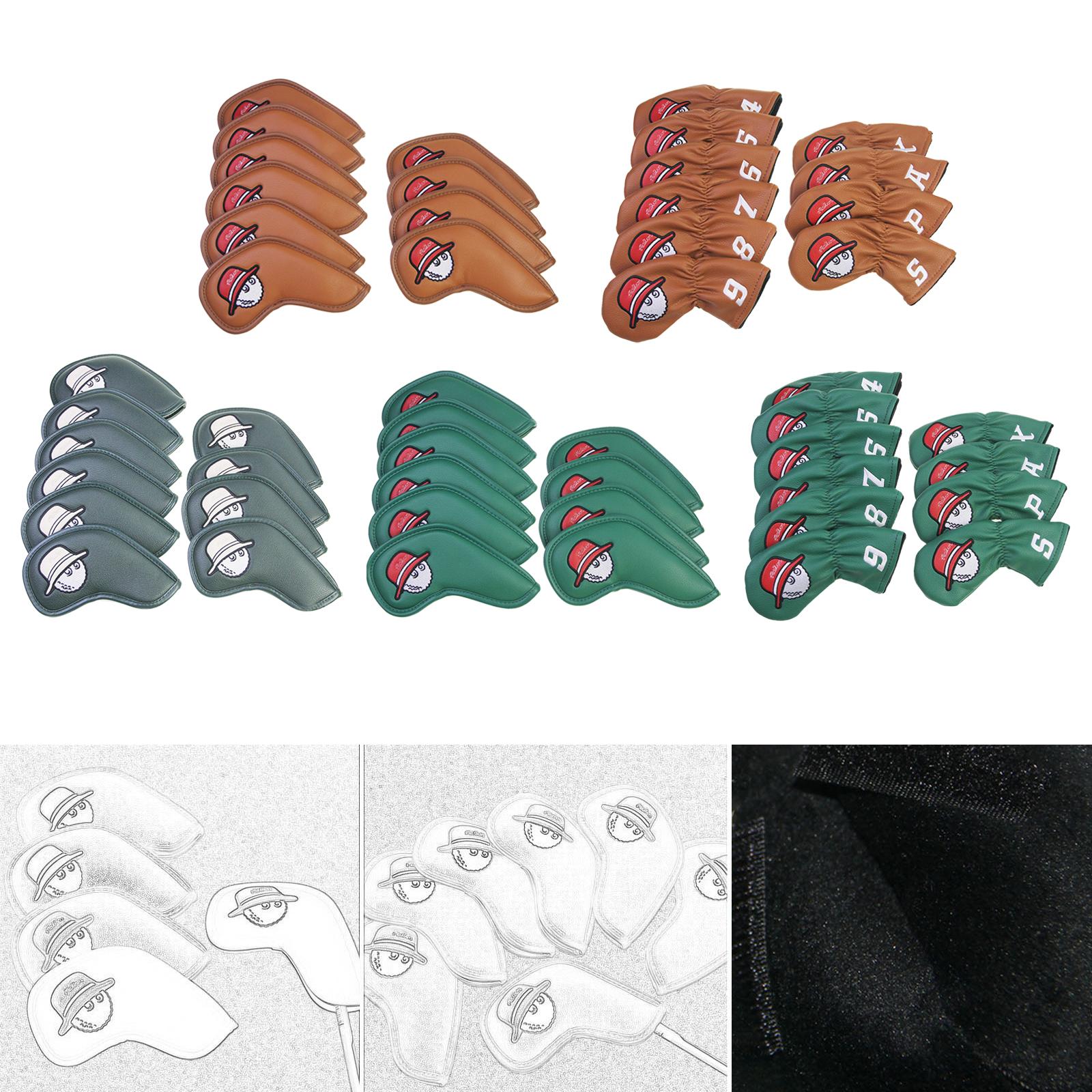 10 Pieces Golf Iron Covers Set Protection Sleeves Golf Club Headcover brown flat