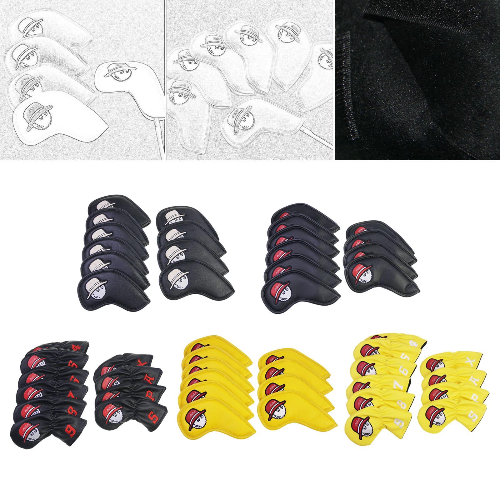 10Pcs Golf Club Covers Protective Covers for Golf Clubs Golf Iron Covers Set Black White