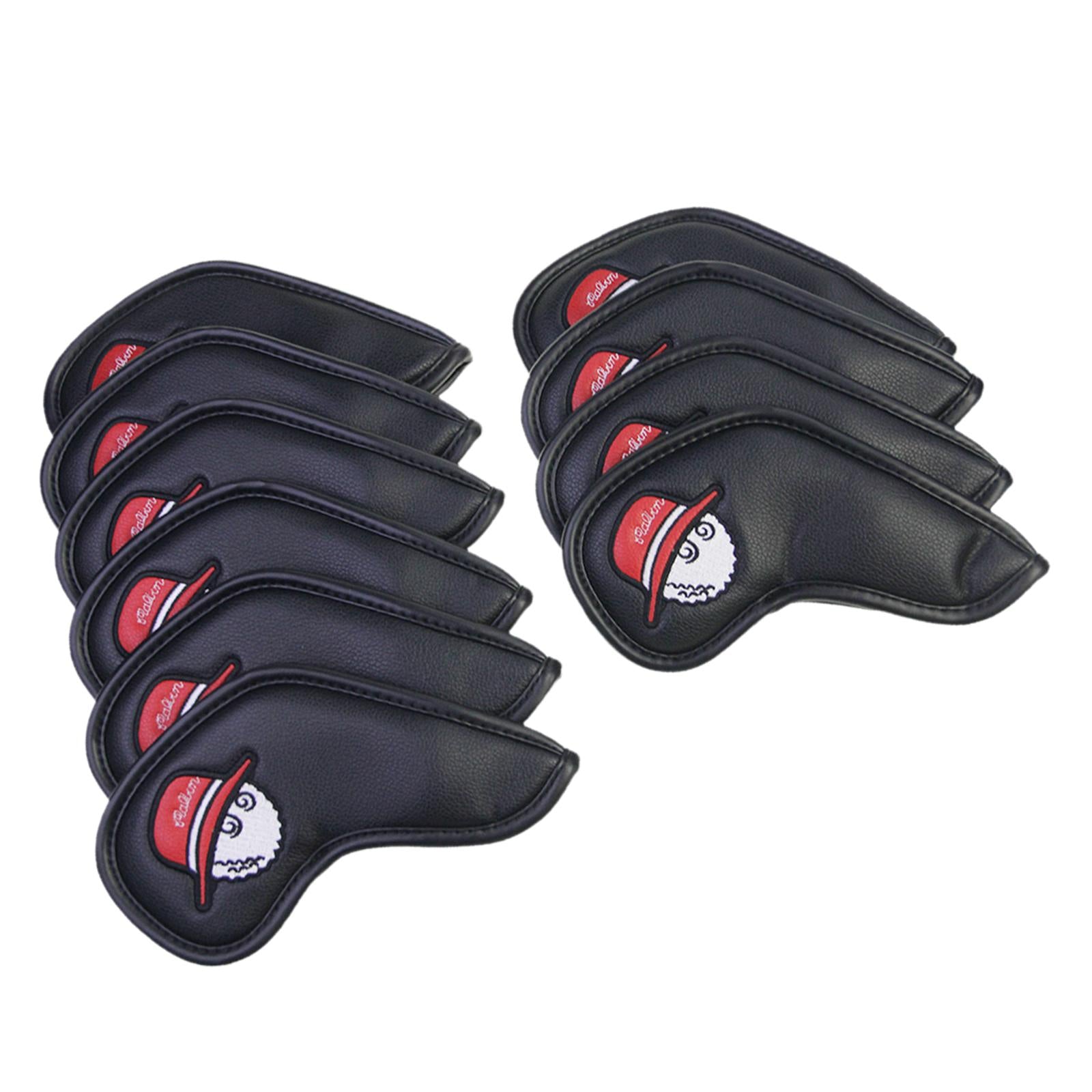 10Pcs Golf Club Covers Protective Covers for Golf Clubs Golf Iron Covers Set Black Red