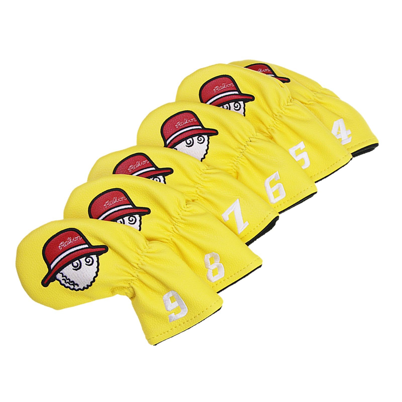 10Pcs Golf Club Covers Protective Covers for Golf Clubs Golf Iron Covers Set Yellow Drawstring