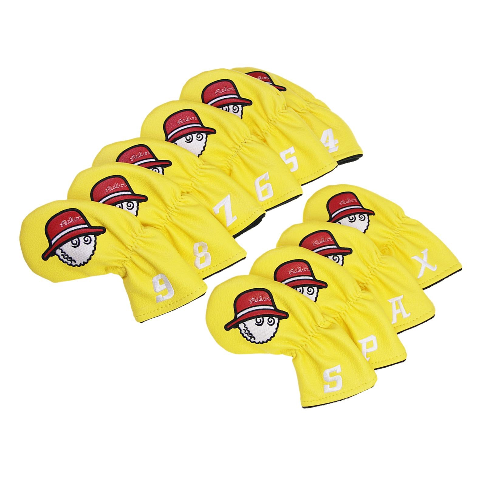 10Pcs Golf Club Covers Protective Covers for Golf Clubs Golf Iron Covers Set Yellow Drawstring