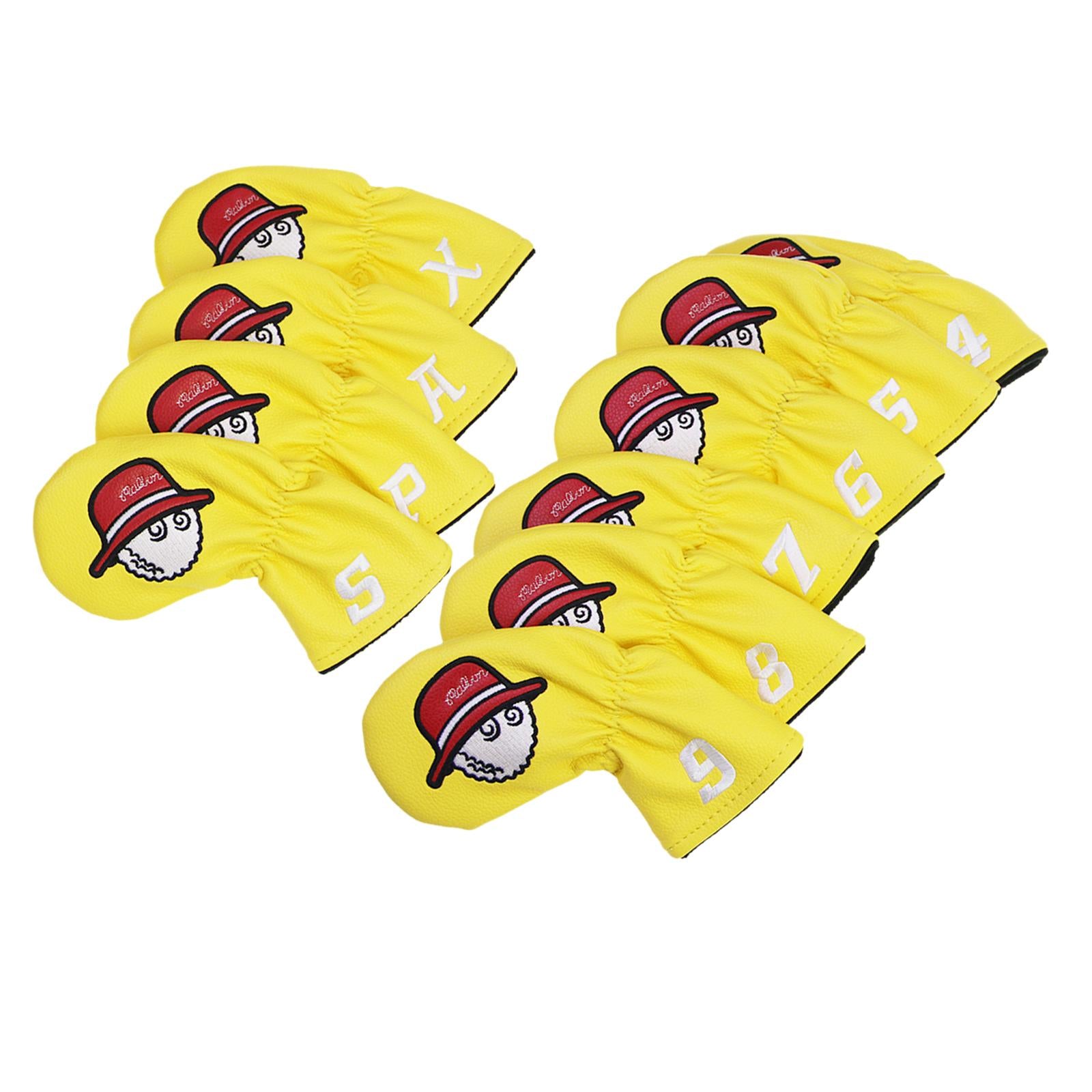 10Pcs Golf Club Covers Protective Covers for Golf Clubs Golf Iron Covers Set Yellow Drawstring