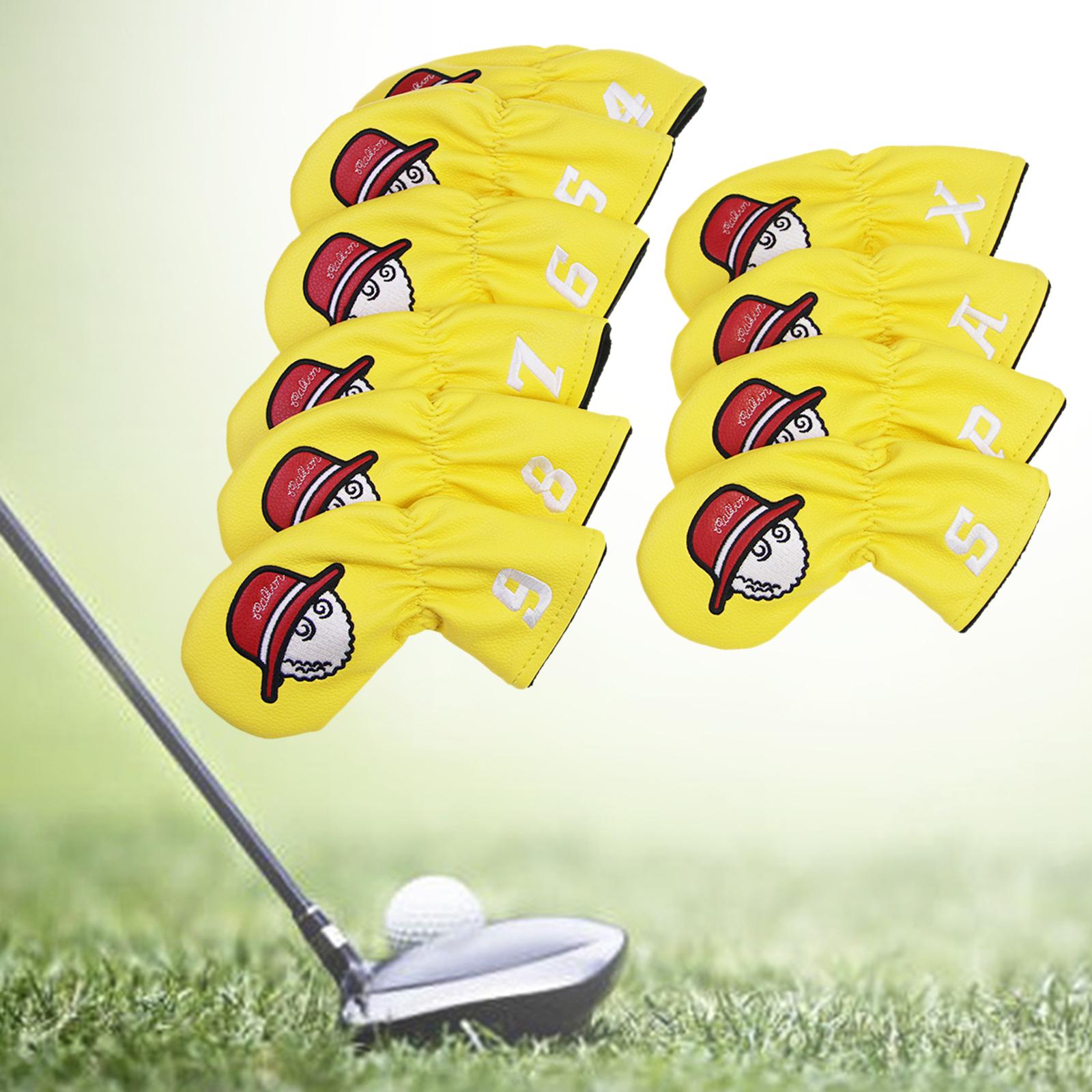 10Pcs Golf Club Covers Protective Covers for Golf Clubs Golf Iron Covers Set Yellow Drawstring