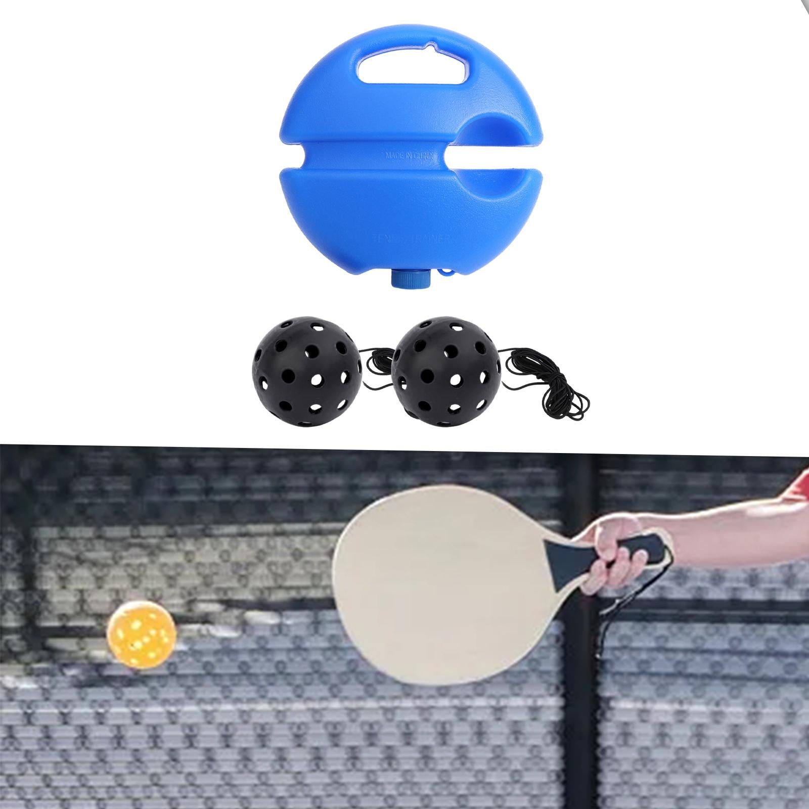 Pickleball Trainer Baseboard with 40 Holes Pickleball Ball Rope for Beginner black