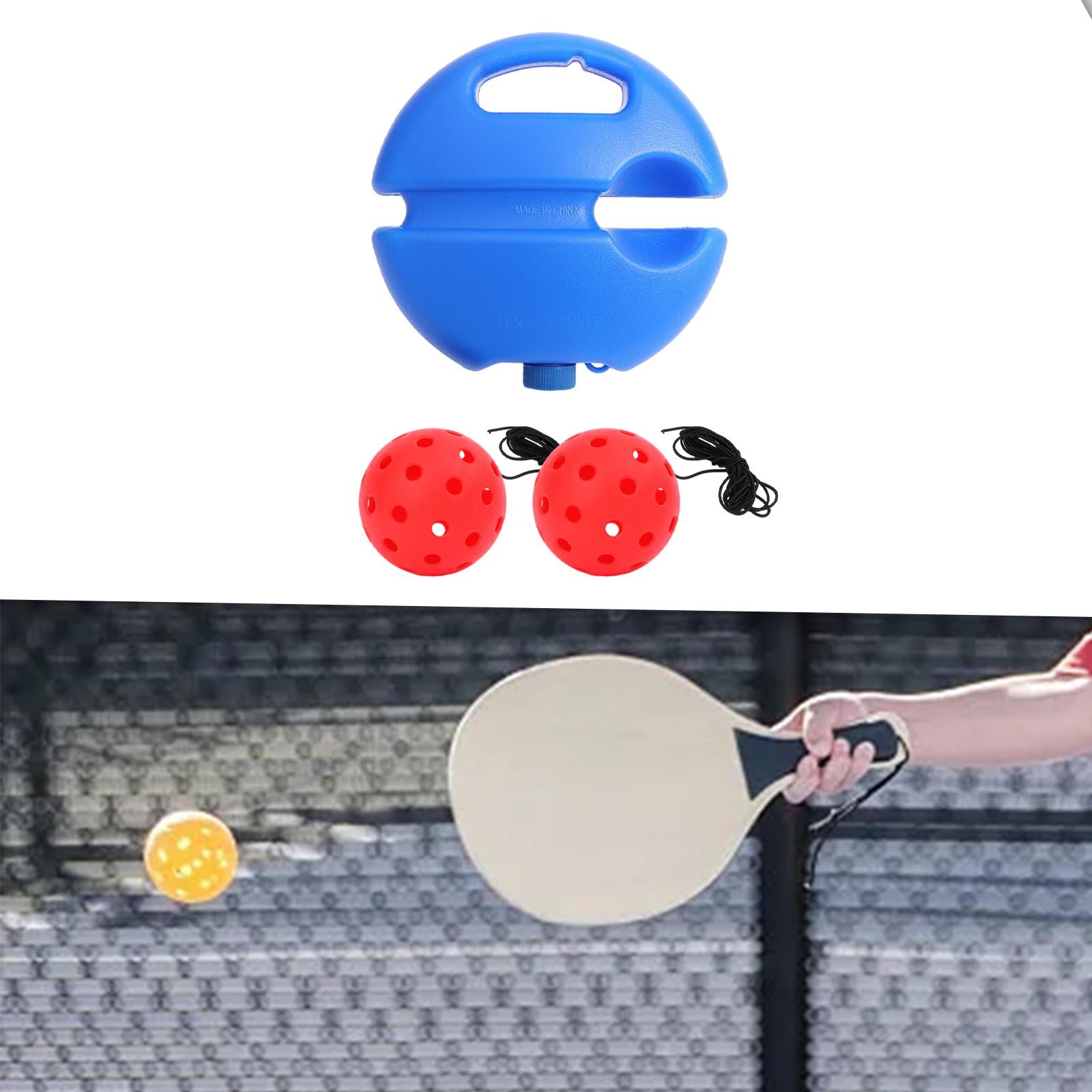 Pickleball Trainer Baseboard with 40 Holes Pickleball Ball Rope for Beginner red