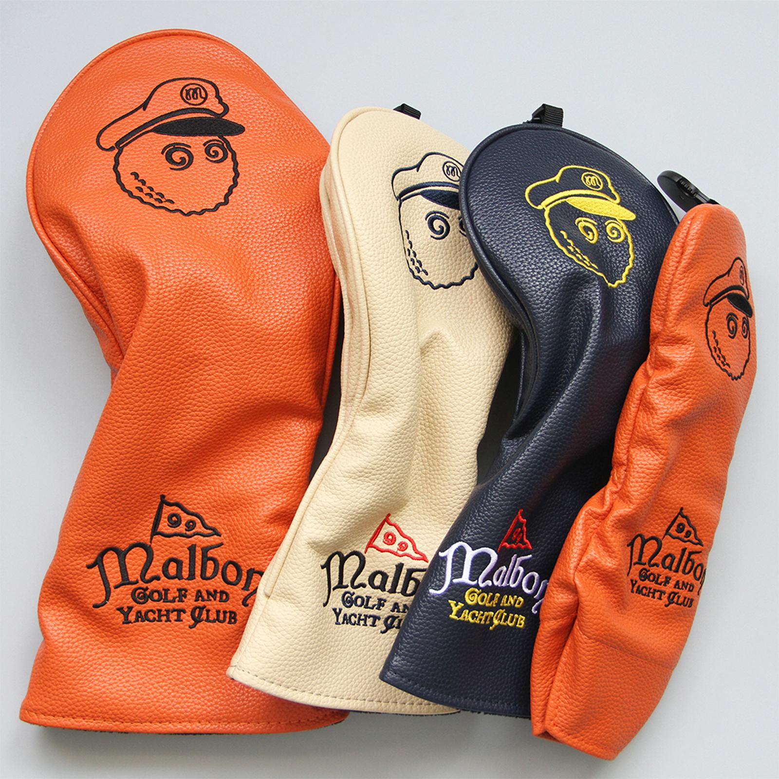 4x Golf Club Head Covers PU Golfer Gift Club Protection Wrap Golf Club Cover Beige