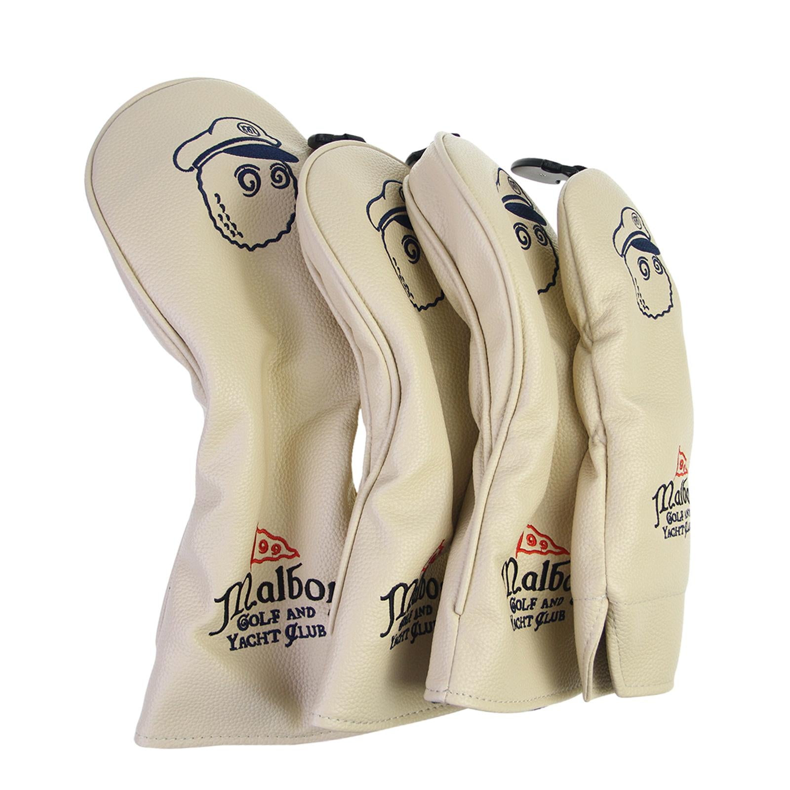 4x Golf Club Head Covers PU Golfer Gift Club Protection Wrap Golf Club Cover Beige