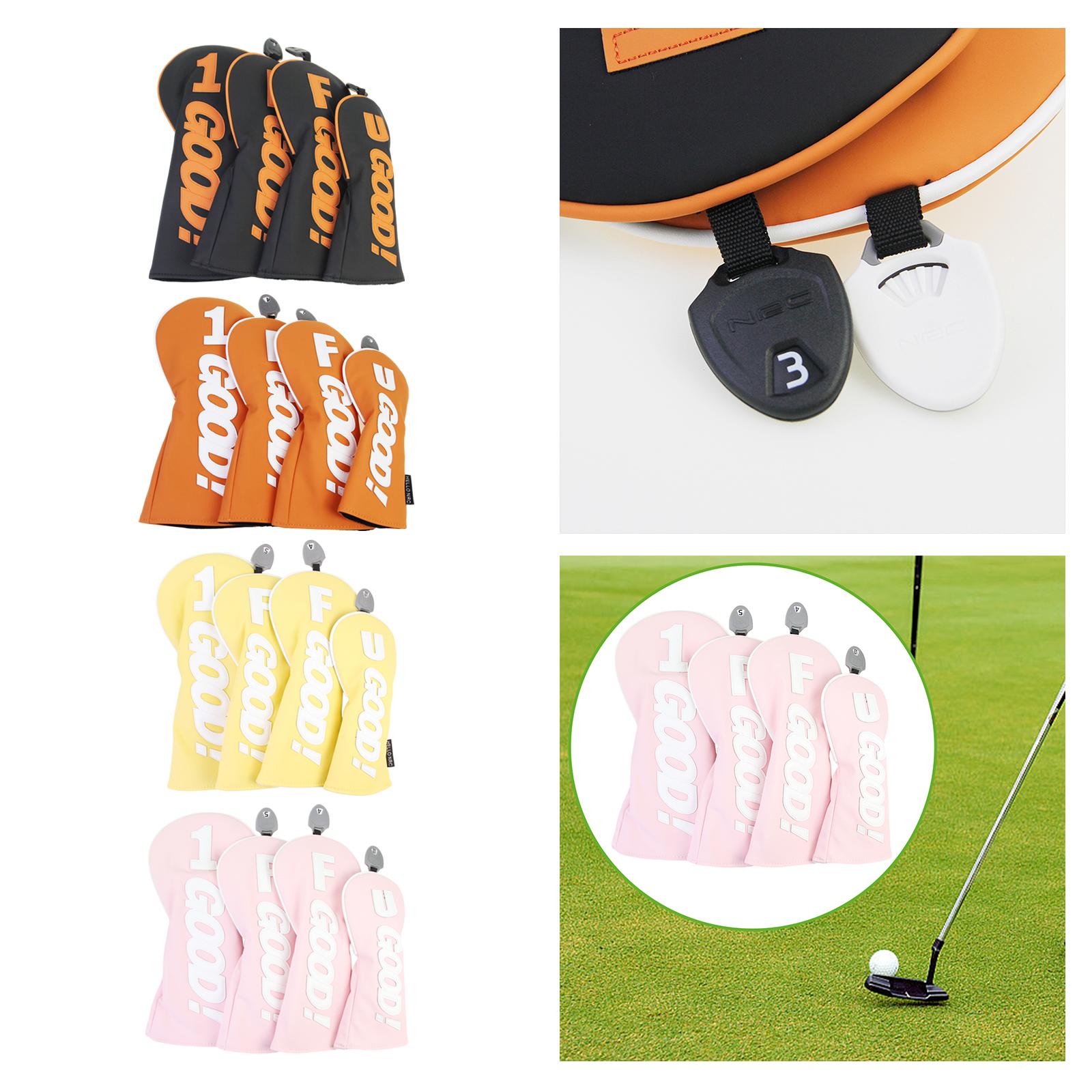 4x Golf Wood Headcovers Universal Golf Cue Protect Case Golf Shaft Protector Black