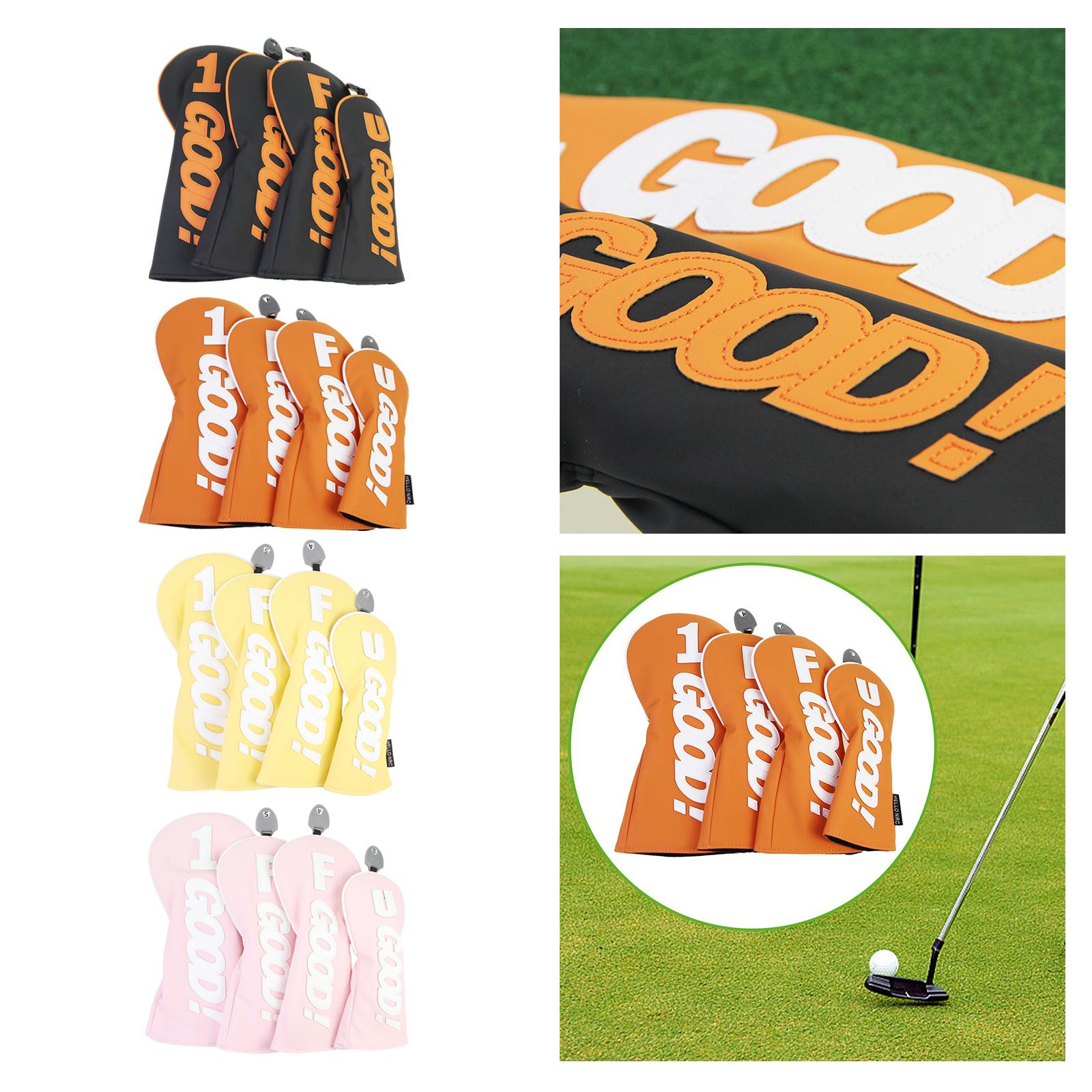 4x Golf Wood Headcovers Universal Golf Cue Protect Case Golf Shaft Protector Black