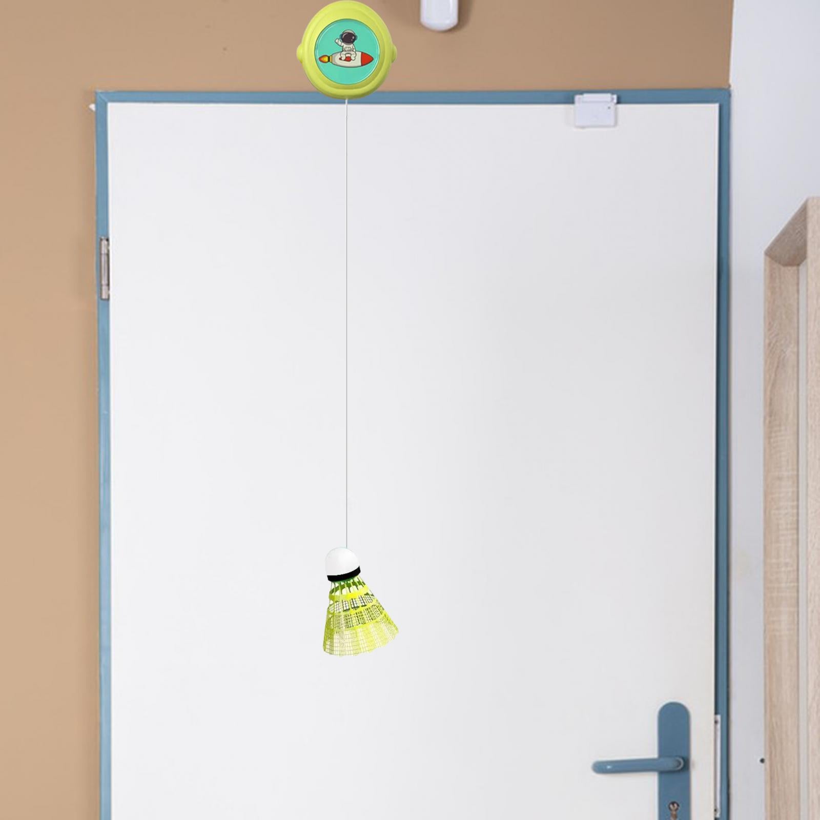 Hanging Badminton Trainer Children Badminton Training for Games Home Workout Green 2pcs Rackets