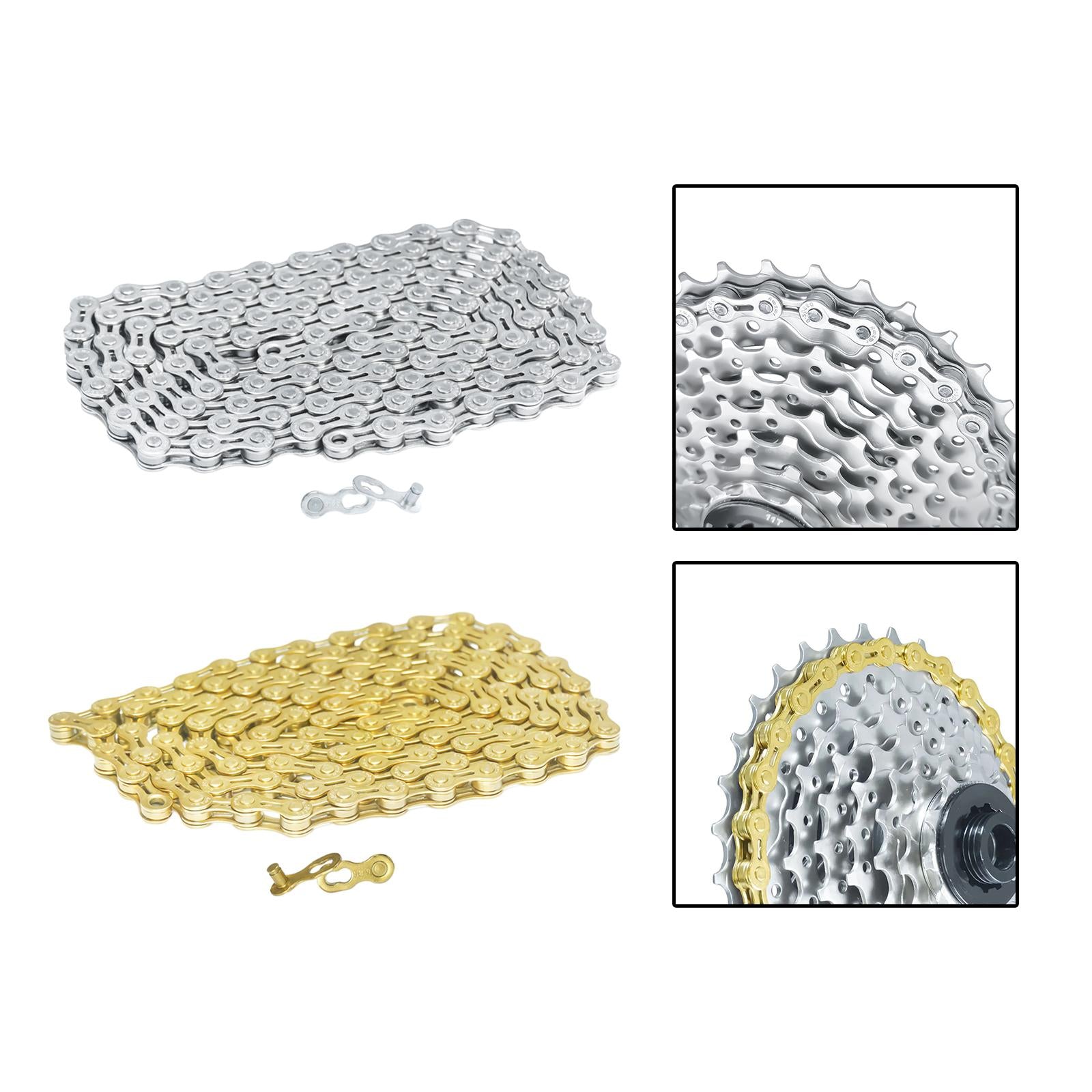Bicycle Chain 8 Speeds 116L Universal Missing Link Connector Bike Chain Silver