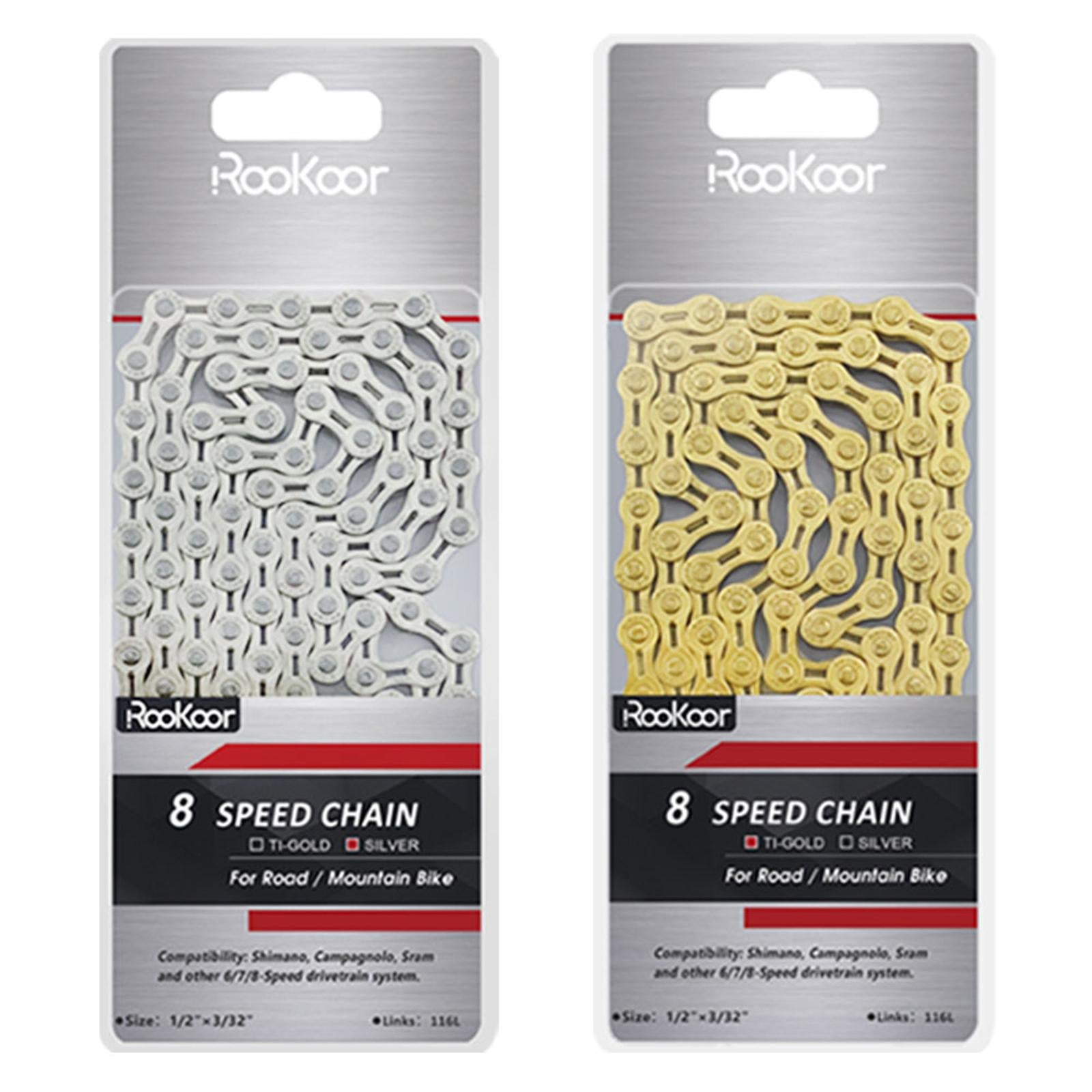 Bicycle Chain 8 Speeds 116L Universal Missing Link Connector Bike Chain Silver