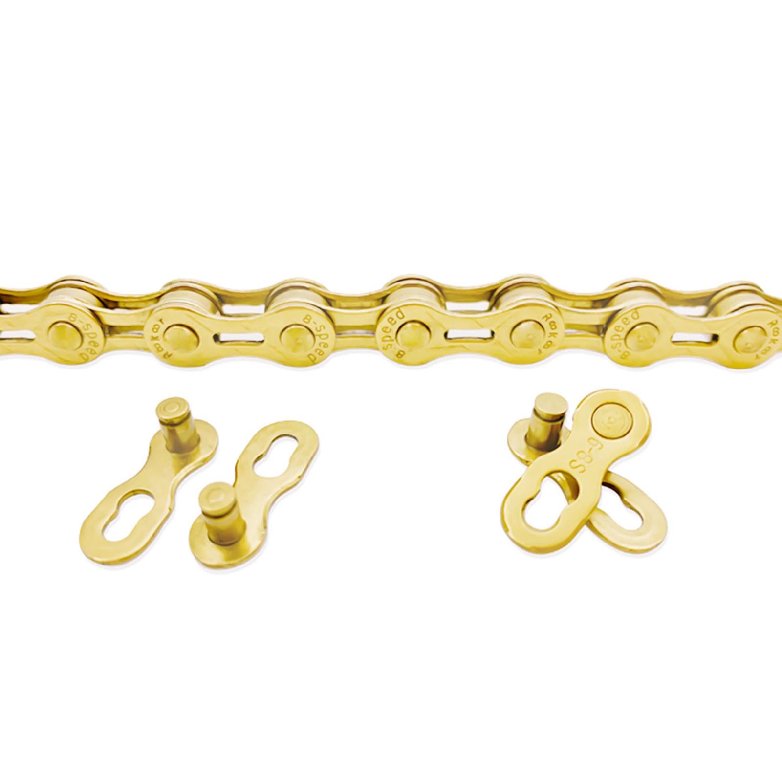 Bicycle Chain 8 Speeds 116L Universal Missing Link Connector Bike Chain Gold