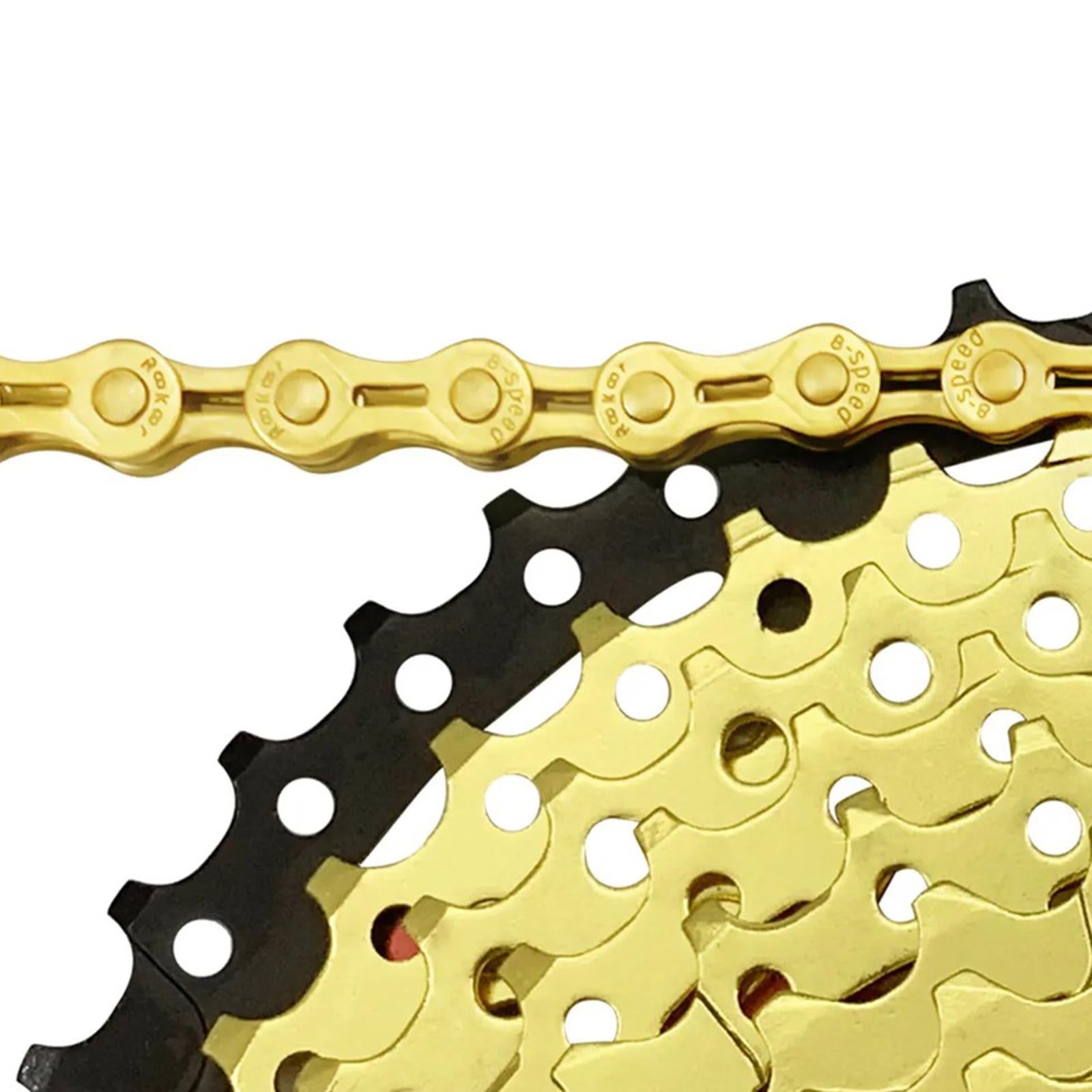 Bicycle Chain 8 Speeds 116L Universal Missing Link Connector Bike Chain Gold