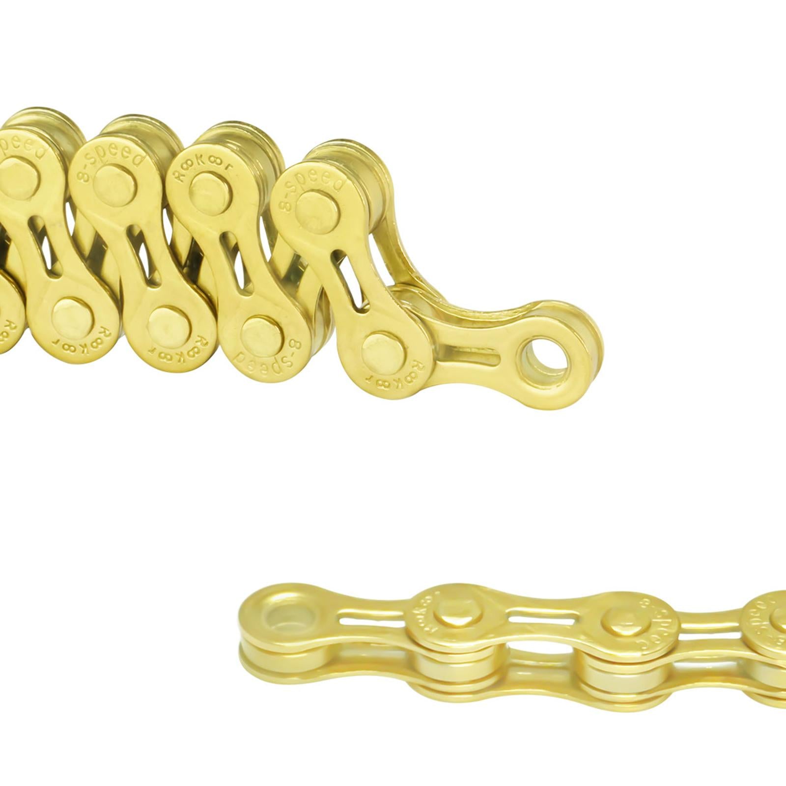 Bicycle Chain 8 Speeds 116L Universal Missing Link Connector Bike Chain Gold
