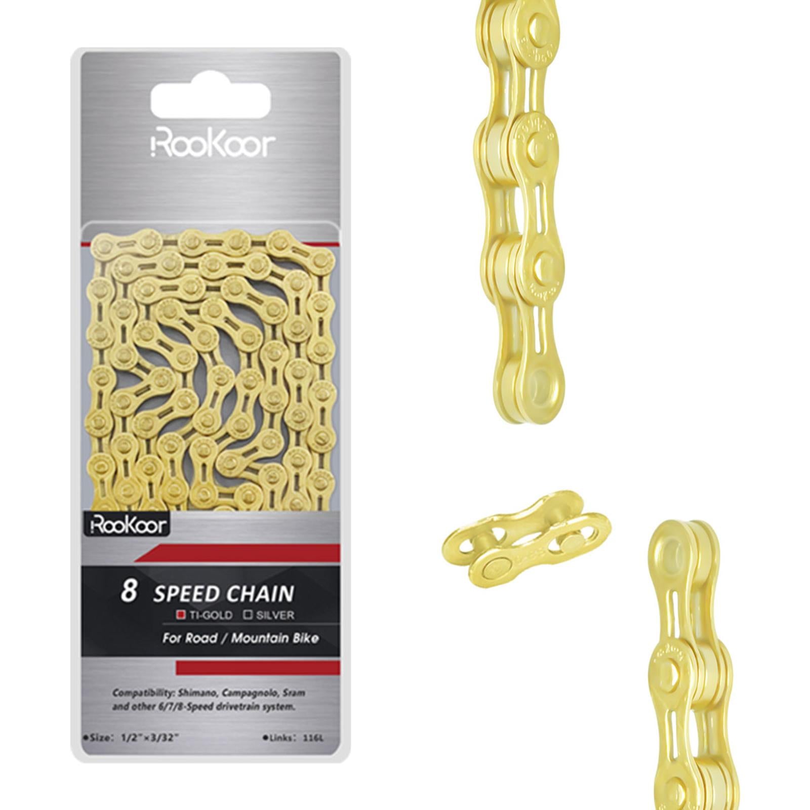 Bicycle Chain 8 Speeds 116L Universal Missing Link Connector Bike Chain Gold