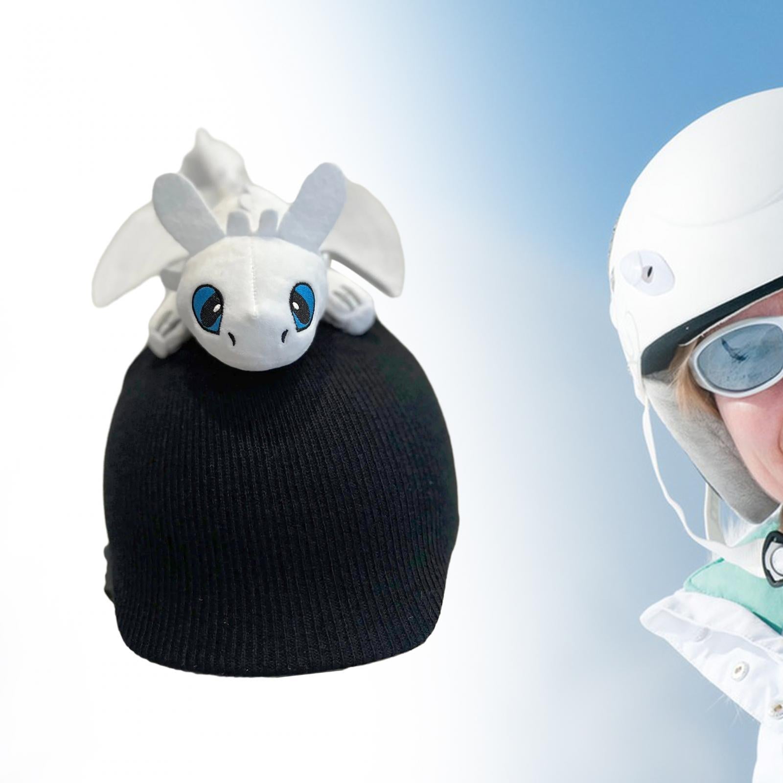 Snow Ski Helmet Cover Soft Skiing Elastic Warm Outdoor Sports Winter Knitted White Dragon