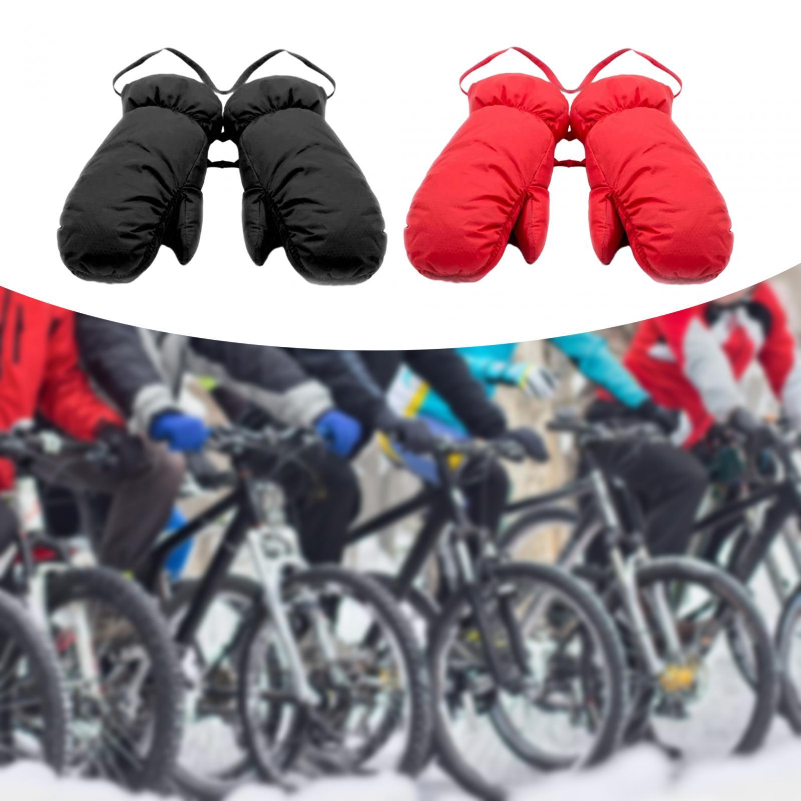 Down Mittens Ski Gloves with Lanyard Windproof Ski Mittens for Skiing Riding Red M