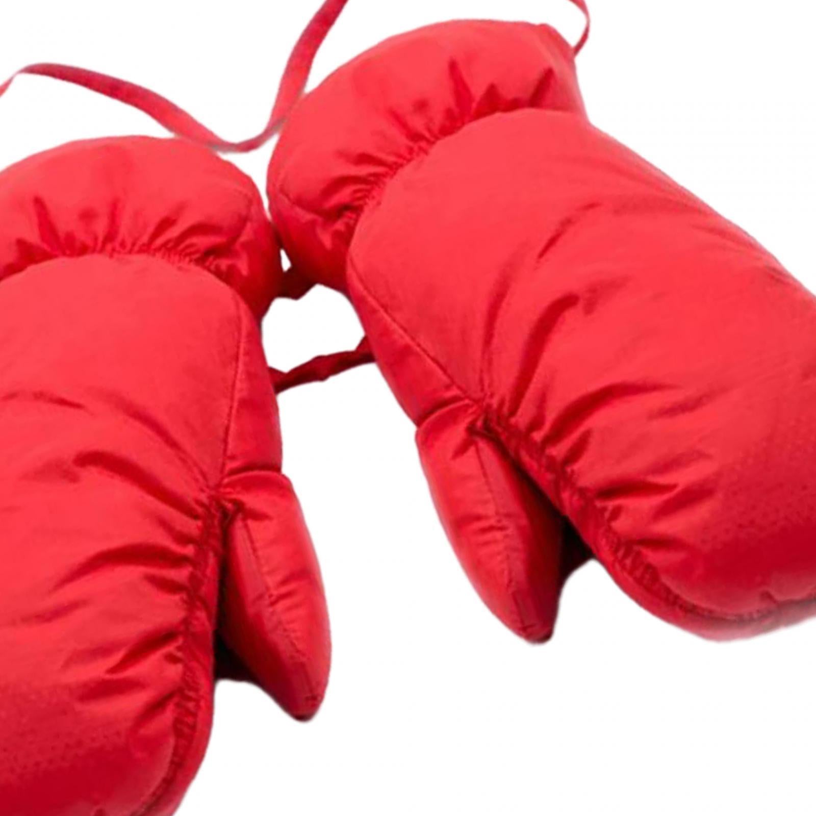 Down Mittens Ski Gloves with Lanyard Windproof Ski Mittens for Skiing Riding Red Size L