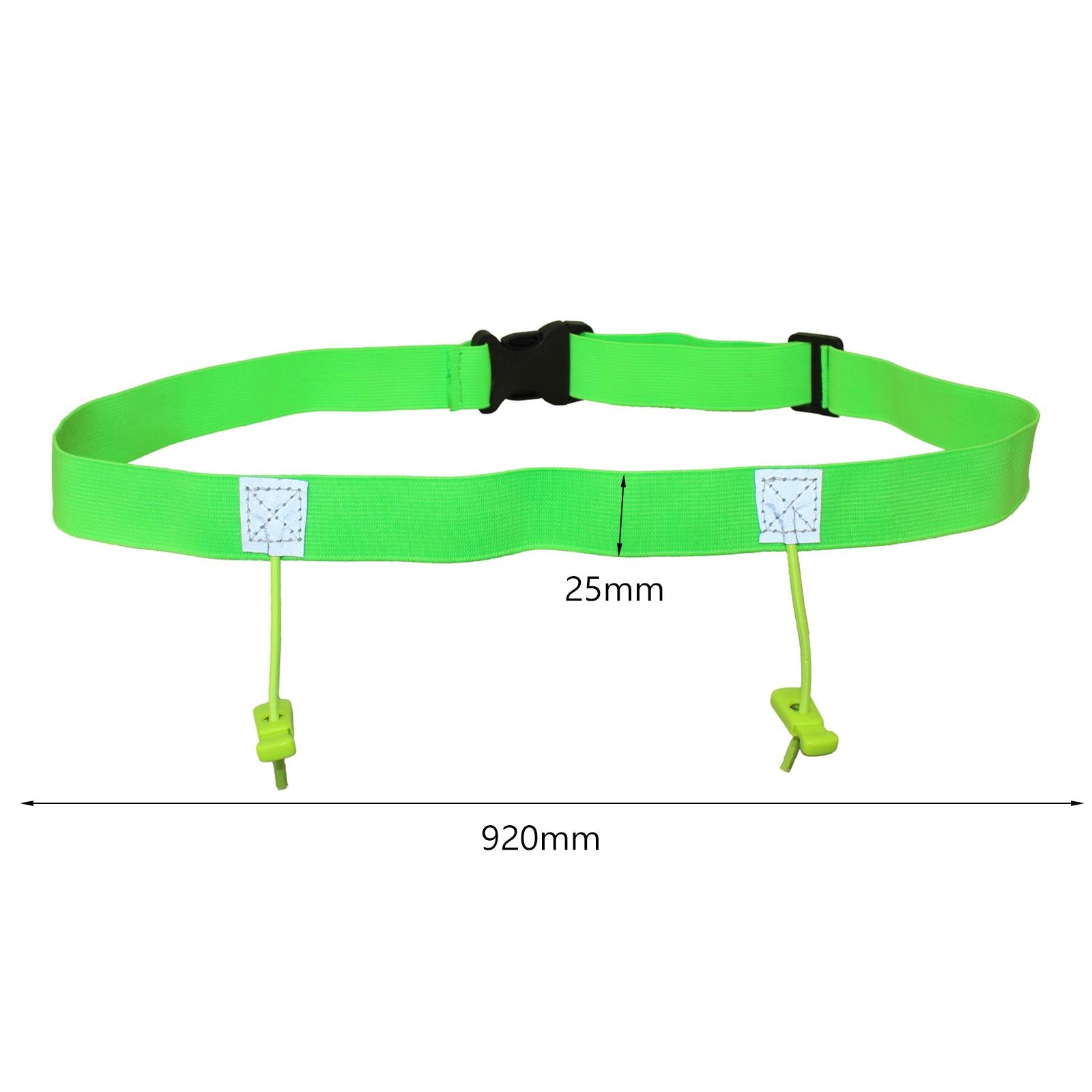 3xReflective Tape Cycling Race Number Belt Triathlon Waist Belt Night Running Green