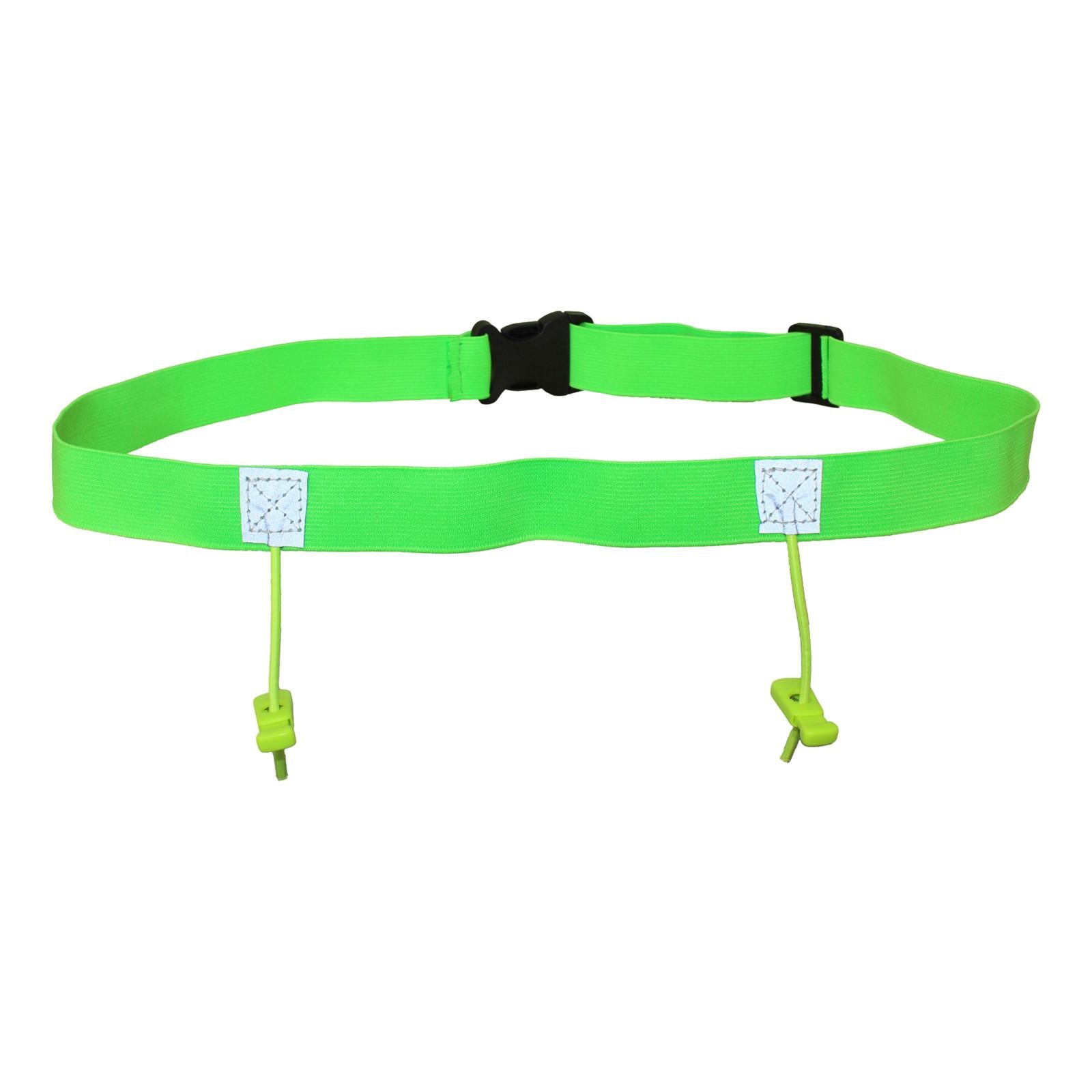 2xReflective Tape Cycling Race Number Belt Triathlon Waist Belt Night Running Green