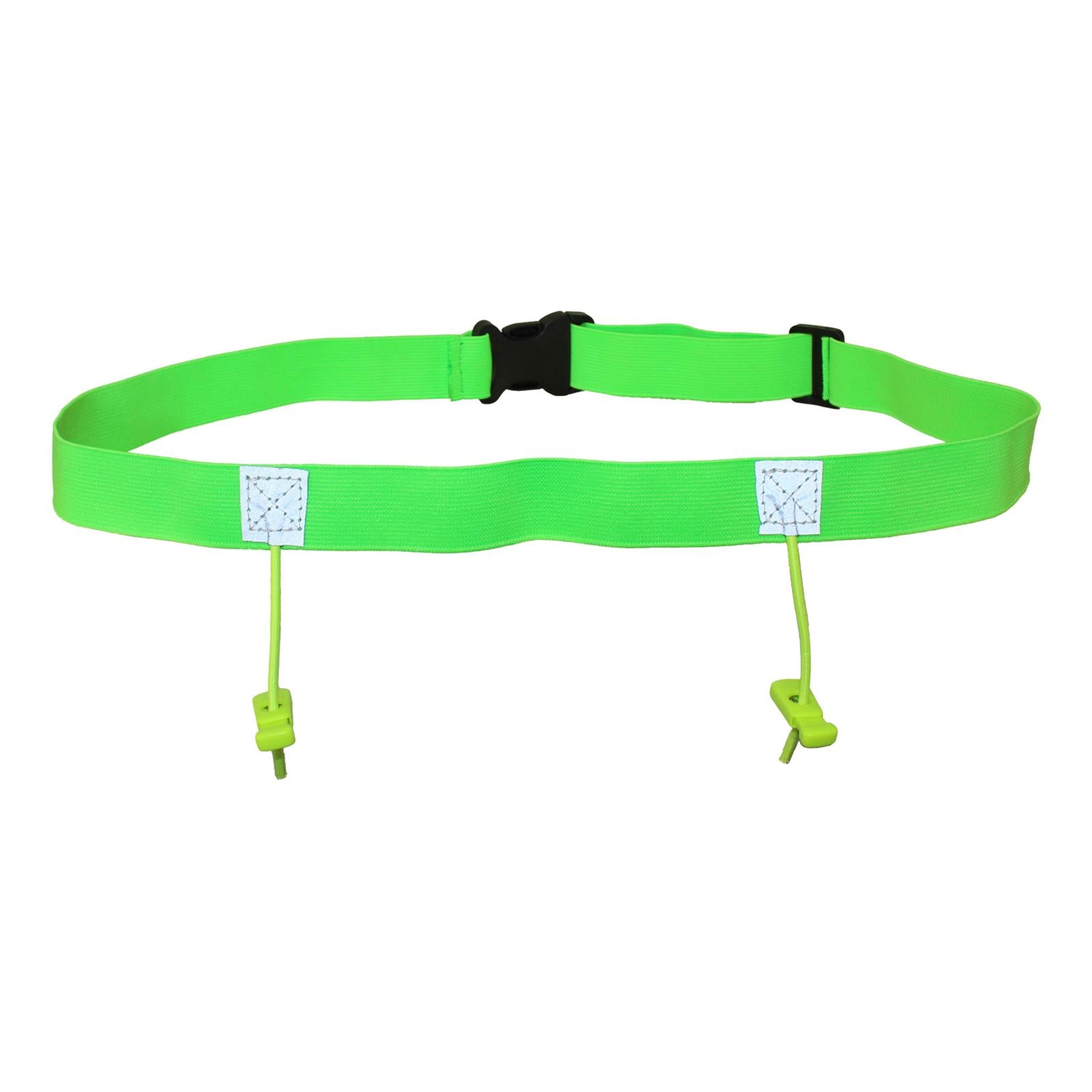 2xReflective Tape Cycling Race Number Belt Triathlon Waist Belt Night Running Green