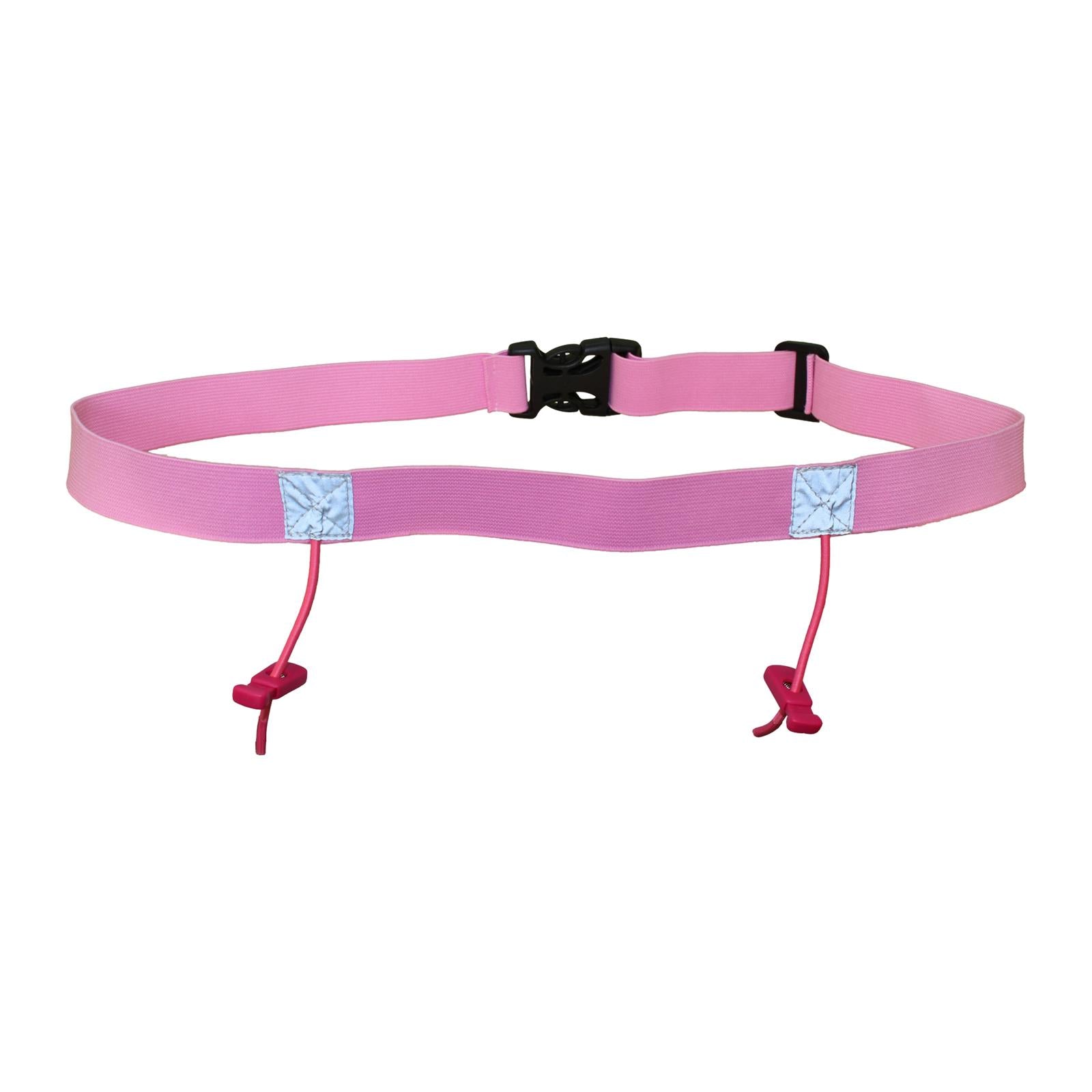 2xReflective Tape Cycling Race Number Belt Triathlon Waist Belt Night Running Pink