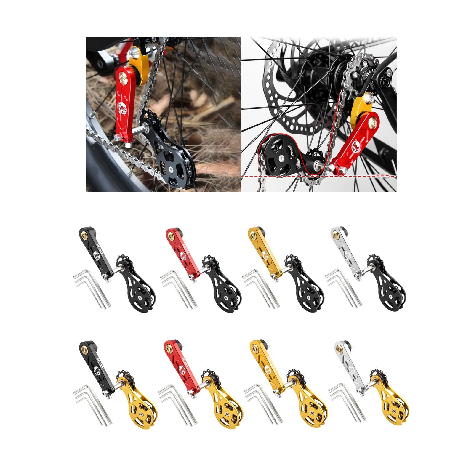 Bike Chain Tensioner Rear Derailleur Guide Aluminum Chain Adjuster Converter Black