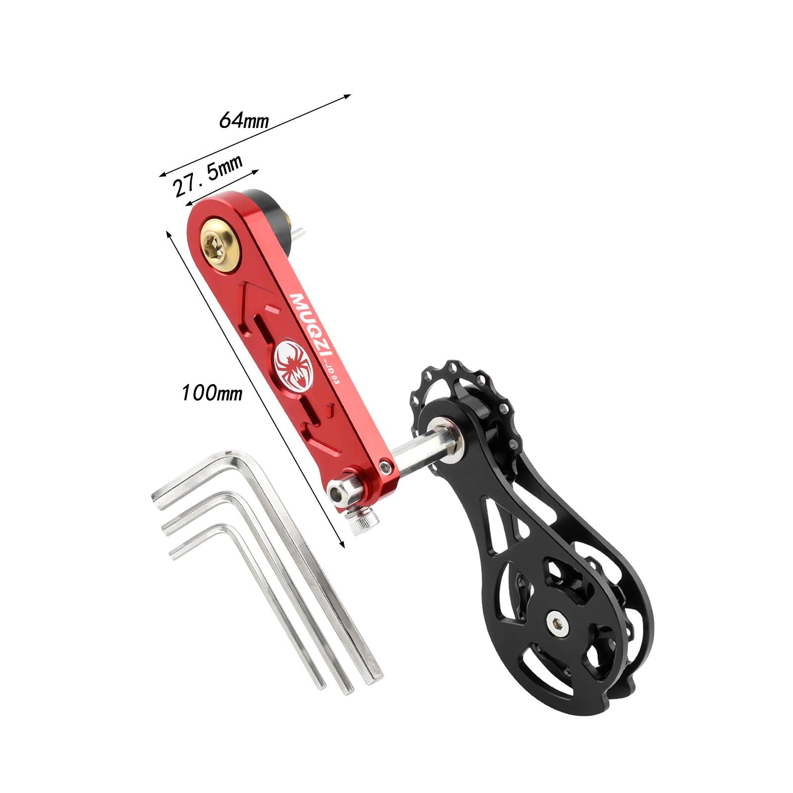 Bike Chain Tensioner Rear Derailleur Guide Aluminum Chain Adjuster Converter Red and Black