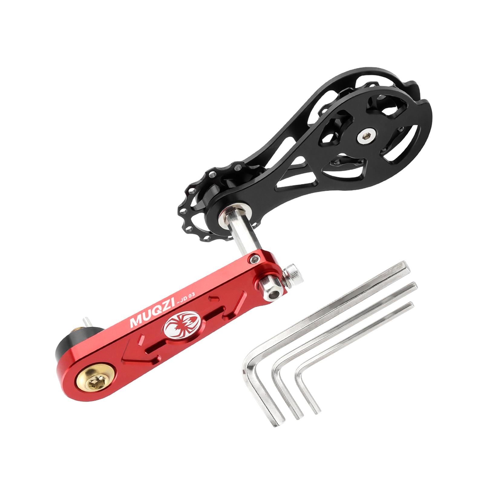 Bike Chain Tensioner Rear Derailleur Guide Aluminum Chain Adjuster Converter Red and Black