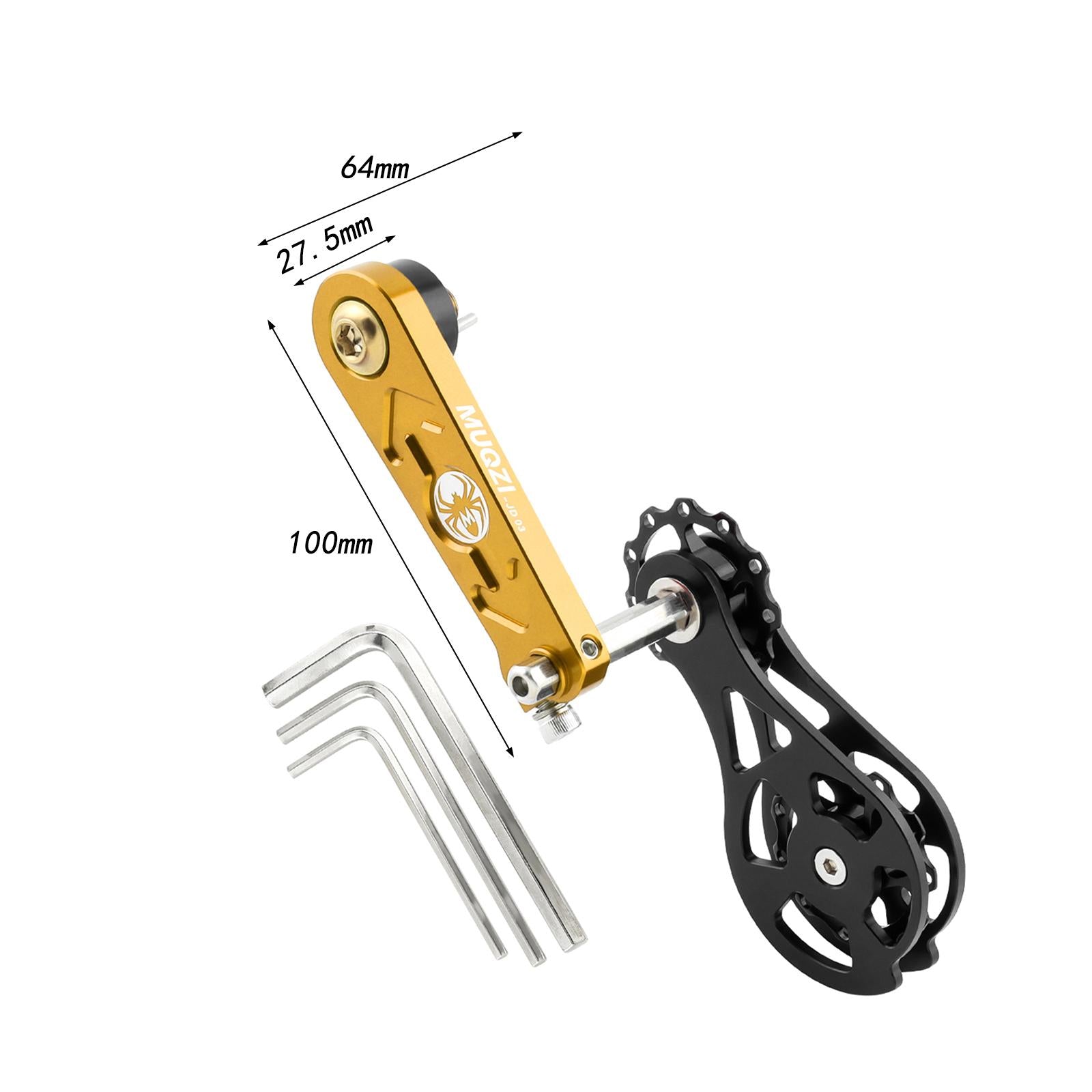 Bike Chain Tensioner Rear Derailleur Guide Aluminum Chain Adjuster Converter Gold and Black