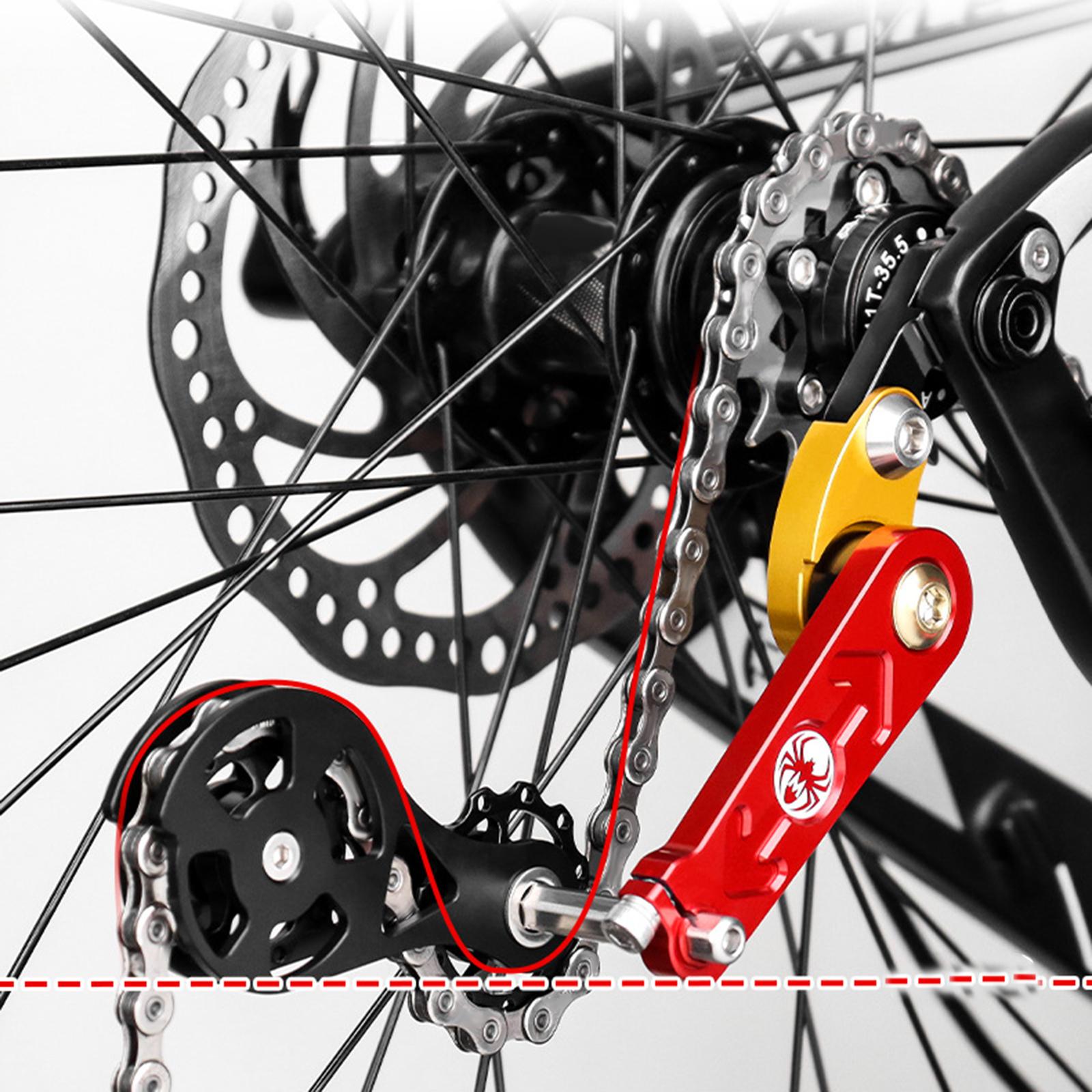 Bike Chain Tensioner Rear Derailleur Guide Aluminum Chain Adjuster Converter Black and Gold
