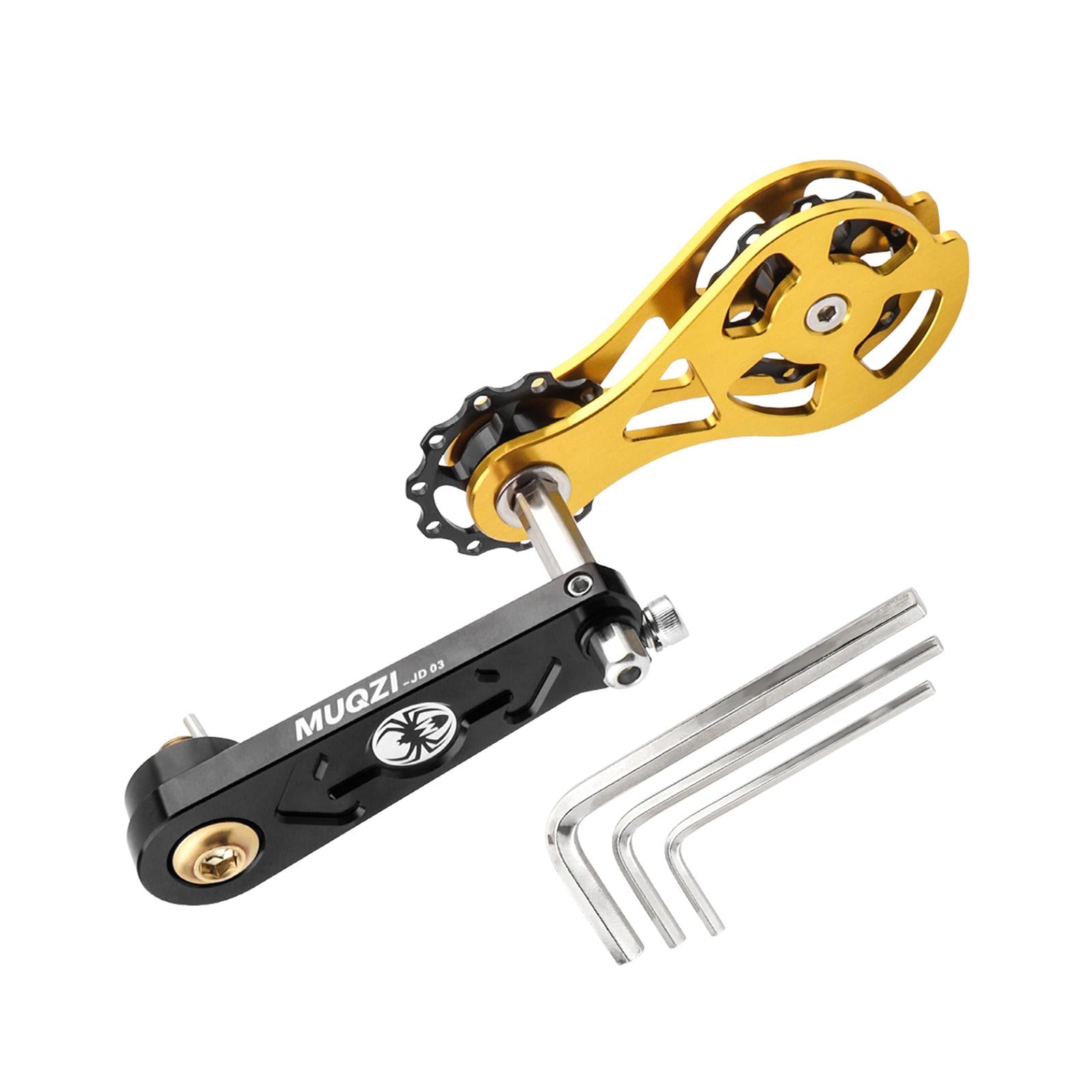 Bike Chain Tensioner Rear Derailleur Guide Aluminum Chain Adjuster Converter Black and Gold