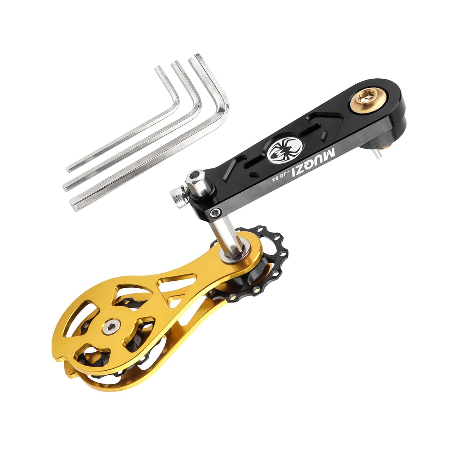 Bike Chain Tensioner Rear Derailleur Guide Aluminum Chain Adjuster Converter Black and Gold