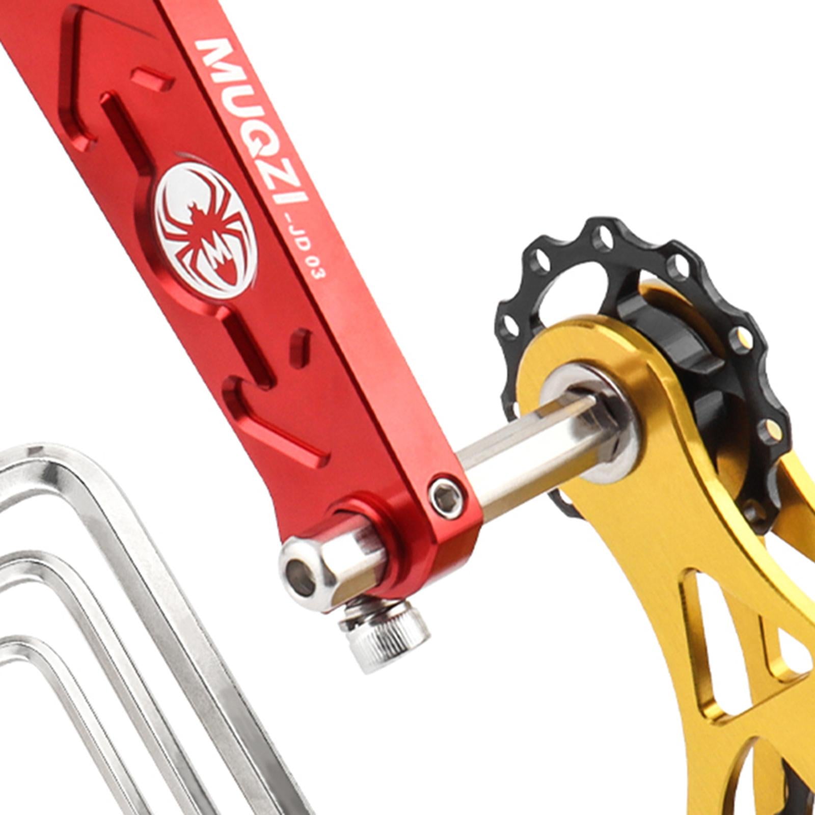 Bike Chain Tensioner Rear Derailleur Guide Aluminum Chain Adjuster Converter Red and Gold